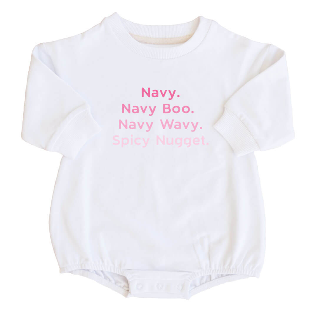 Personalized Bright Pink Nickname Graphic Sweatshirt Bubble Romper | White、mySite、layawaytickets