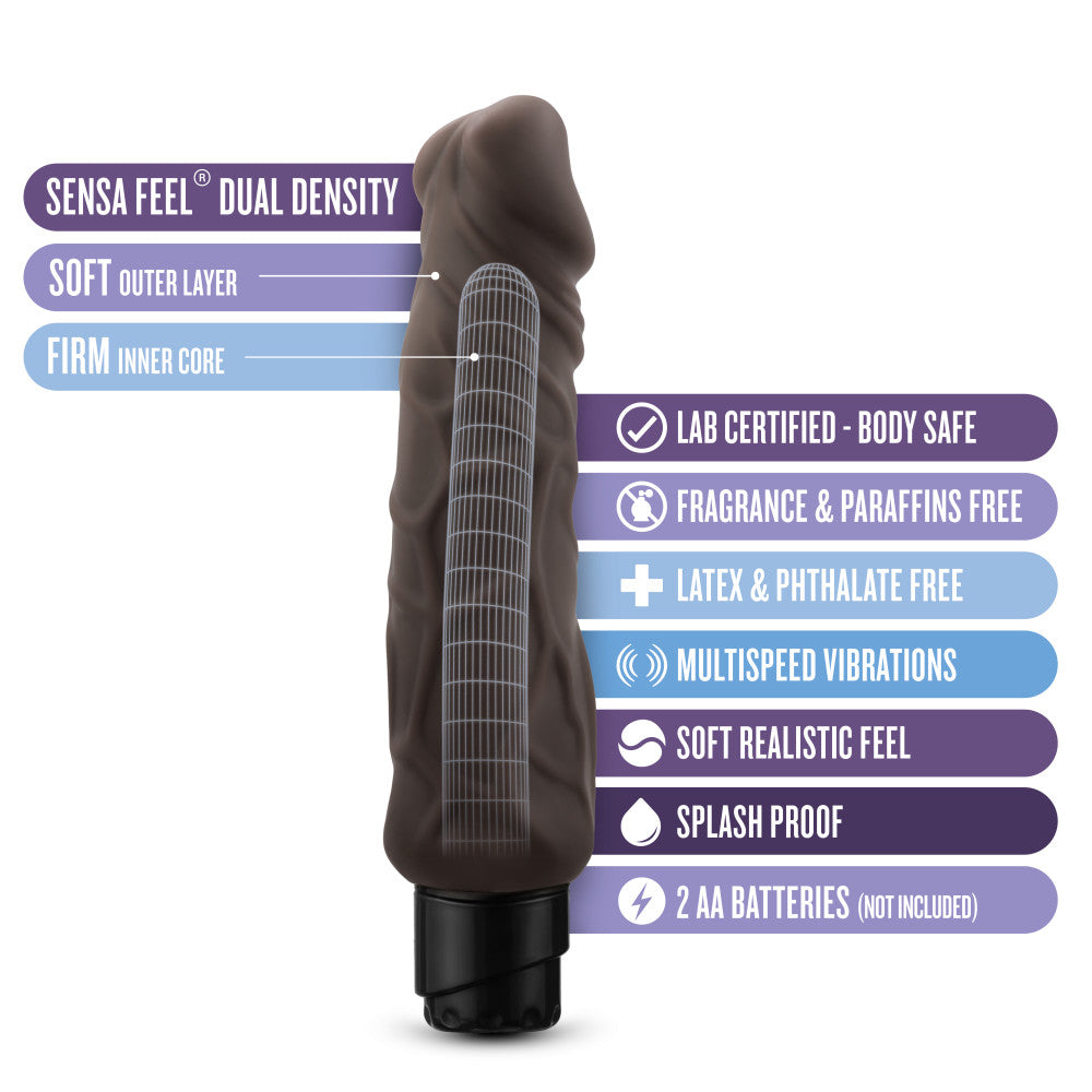 Au Naturel By Blush® | Home Wrecker Realistic Brown 9.25-Inch Long Vibrating Dildo、mySite、bottomscart
