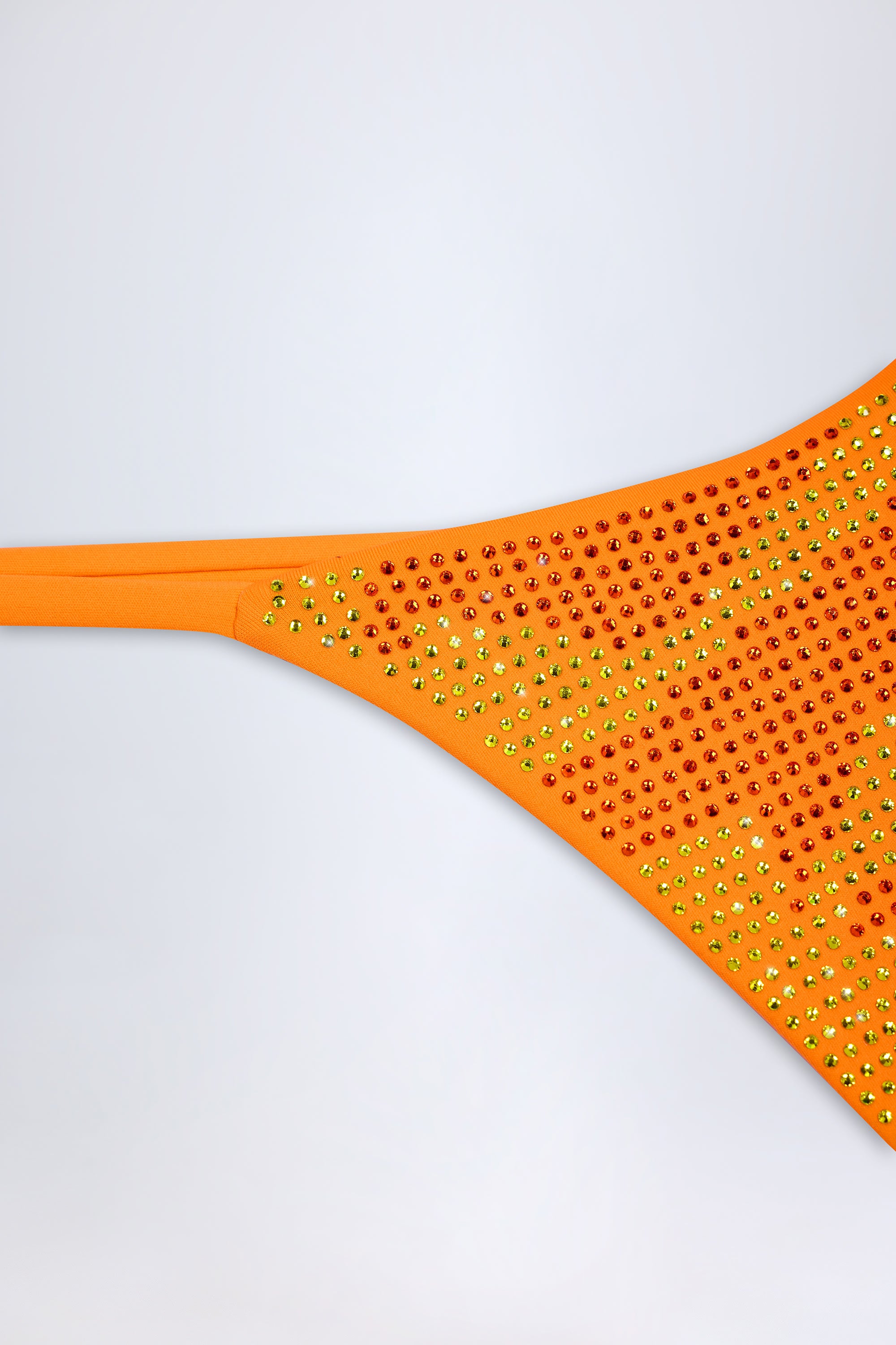  Embellished Thong Bikini Bottoms in Orange Tropical Hotfix、mySite、sugarbowlscore