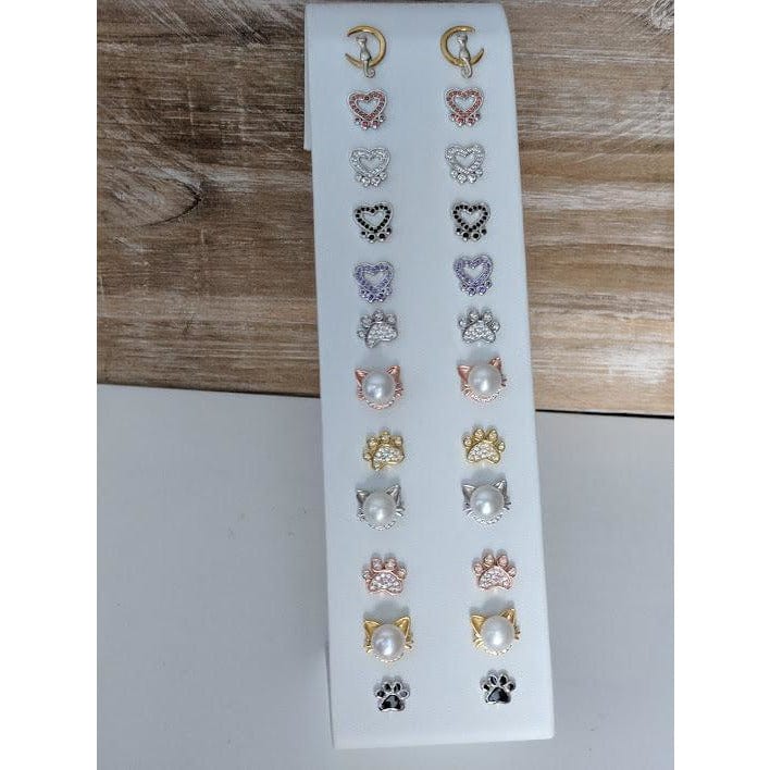 Pet Paw Earrings with Sparkling Cubic Zirconia in Solid Sterling Silver, Beautiful!、mySite、g9winljtr