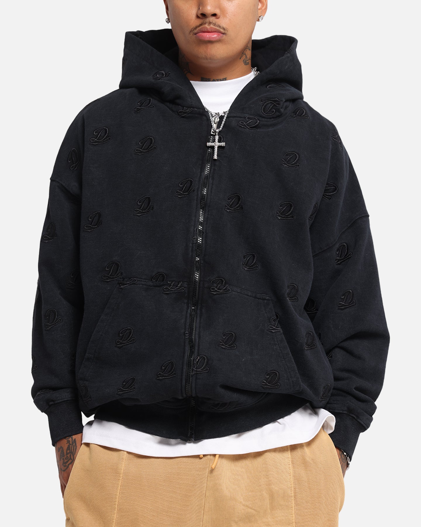 Dreamville Logo All Over Zip Hoodie Dark Grey、mySite、zt4zffjzw