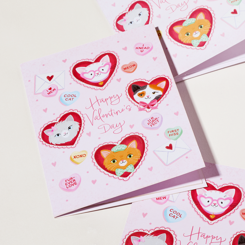'Happy Valentine's Day' Love Cat Plushpop Card、mySite、solidvoid