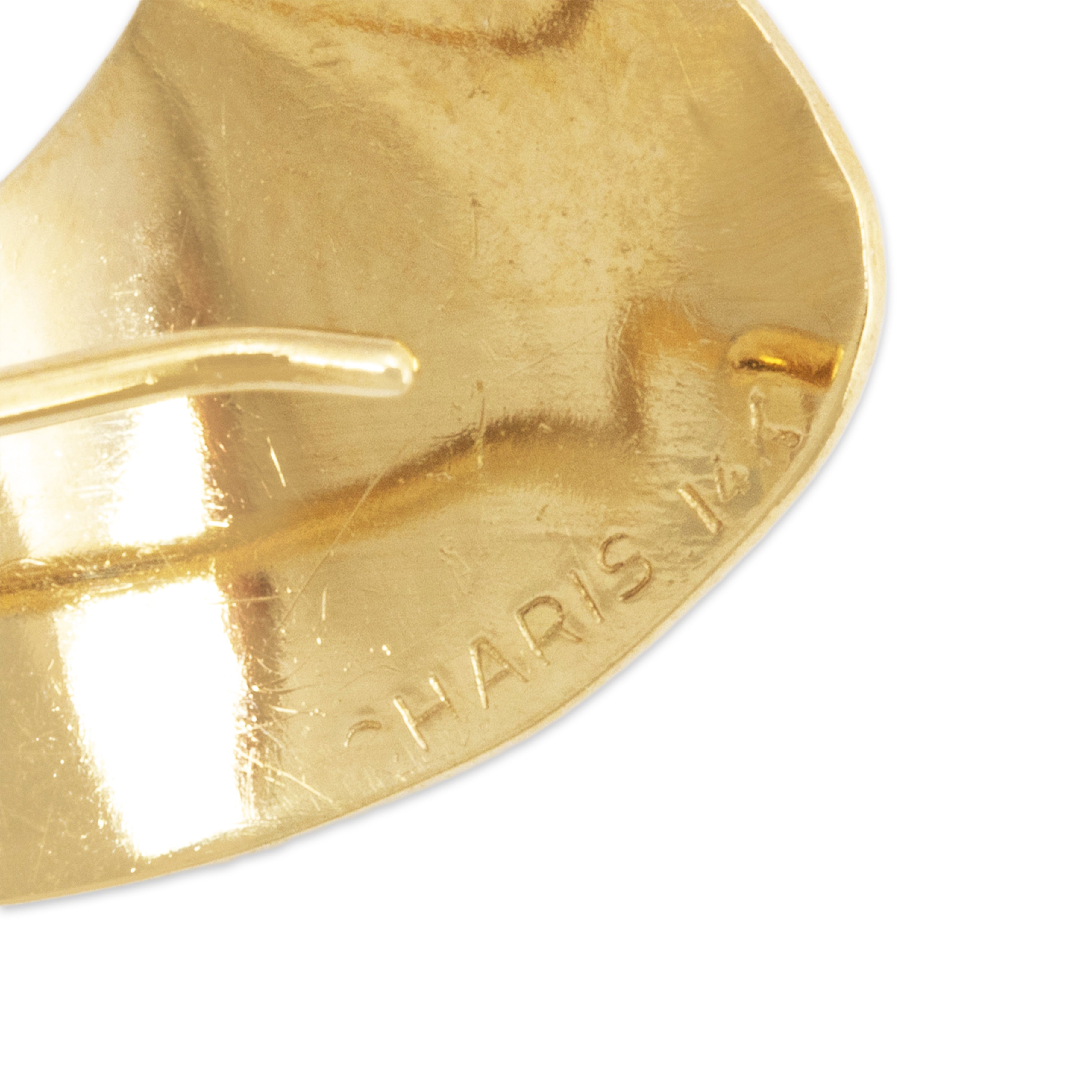 Vintage 14k Yellow Gold Modernist Swooping Earrings、mySite、hinf8tx79