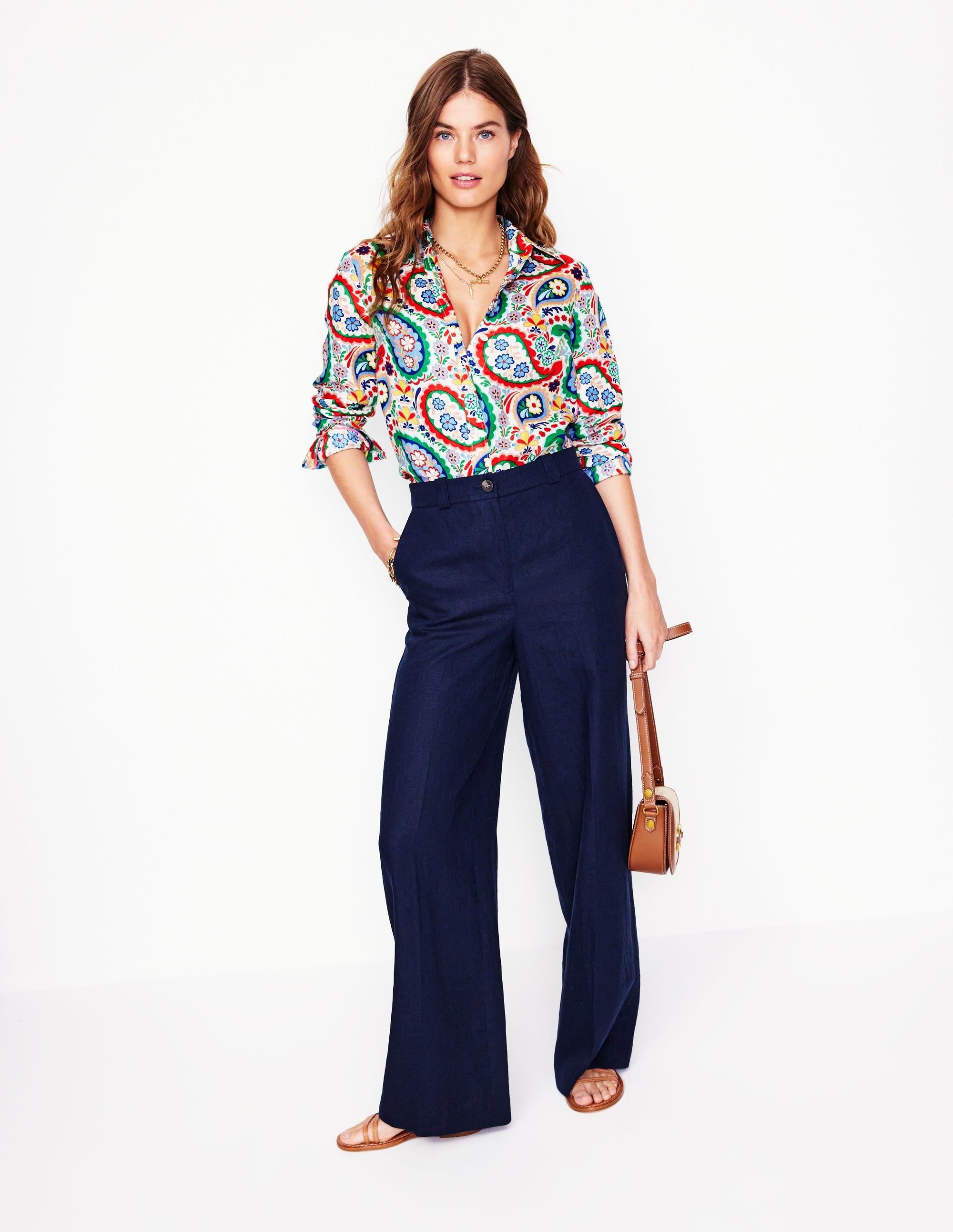  Sienna Linen Shirt-Multi Meadow Paisley、mySite、ashleygrahame