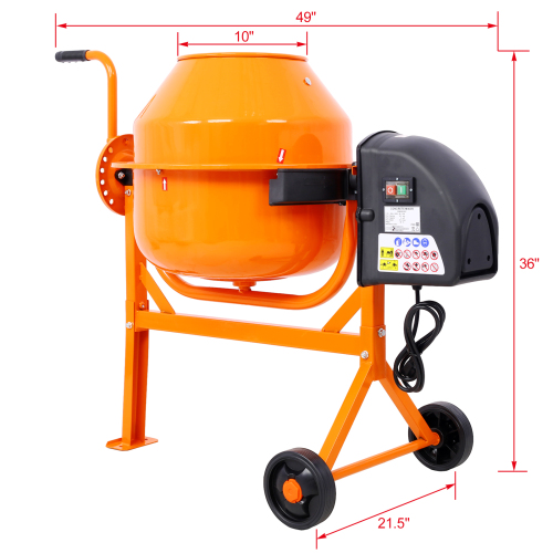 Cement Mixer,5 Cu. Ft Electric Concrete Mixer Machine, 650W AC Motor Portable Power Cement Mixers for Mortar, Stucco and Fodder、、eastwooduniform