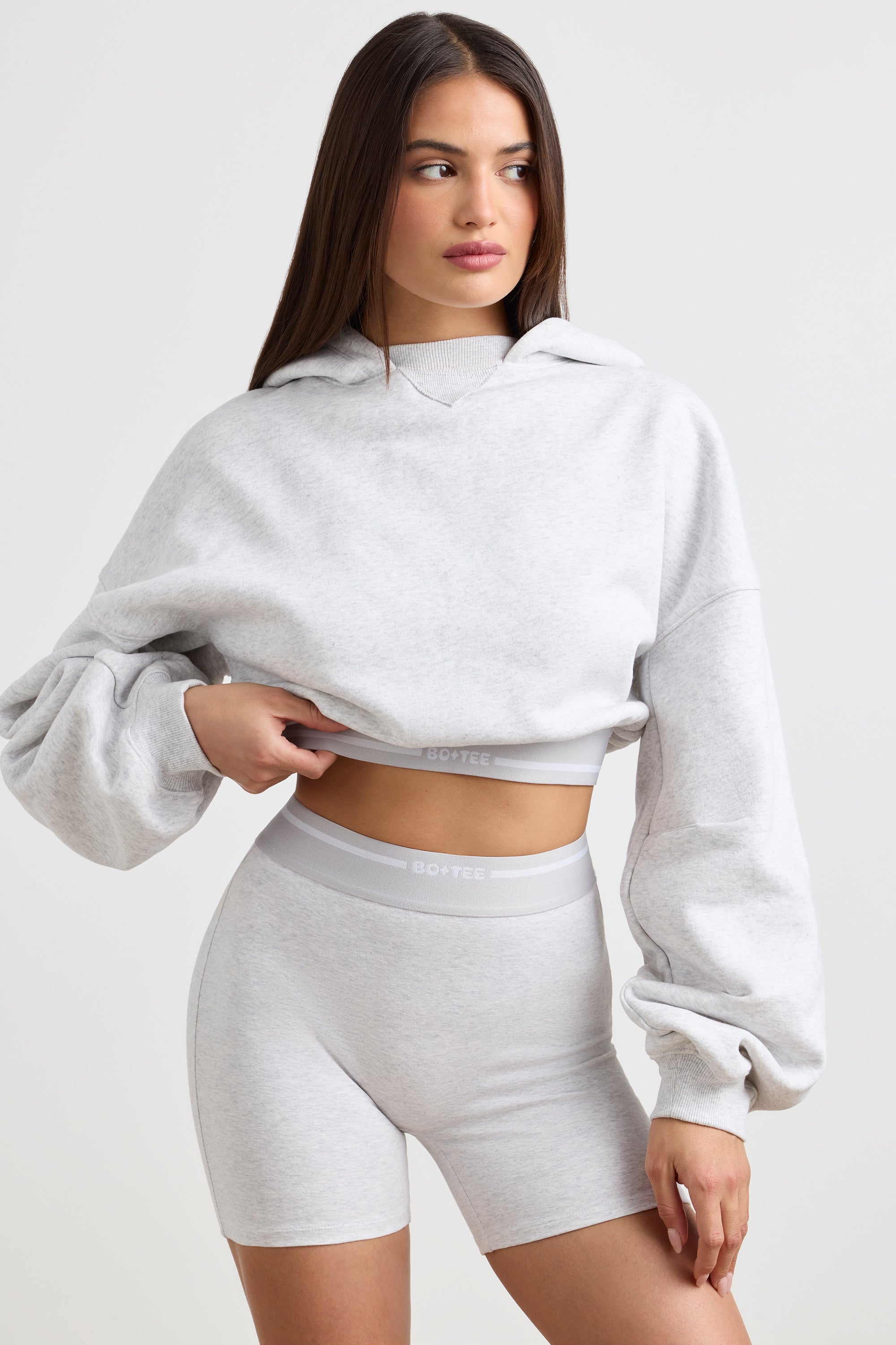 High-Waist Mini Shorts in Grey Marl、mySite、solidvoid