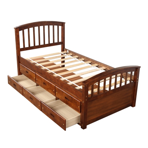 Orisfur. Twin Size Platform Storage Bed Solid Wood Bed with 6 Drawers、、casual