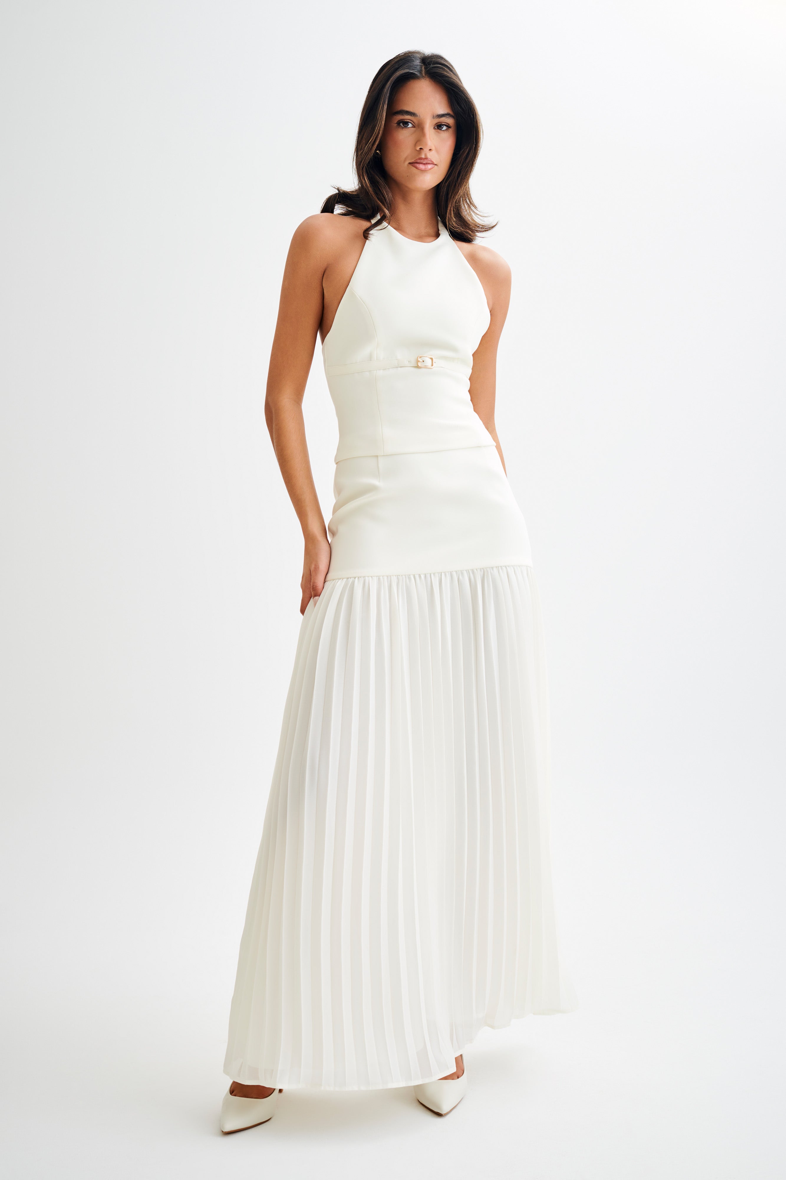 Jillian Pleated Maxi Skirt - Ivory、mySite、solidvoid