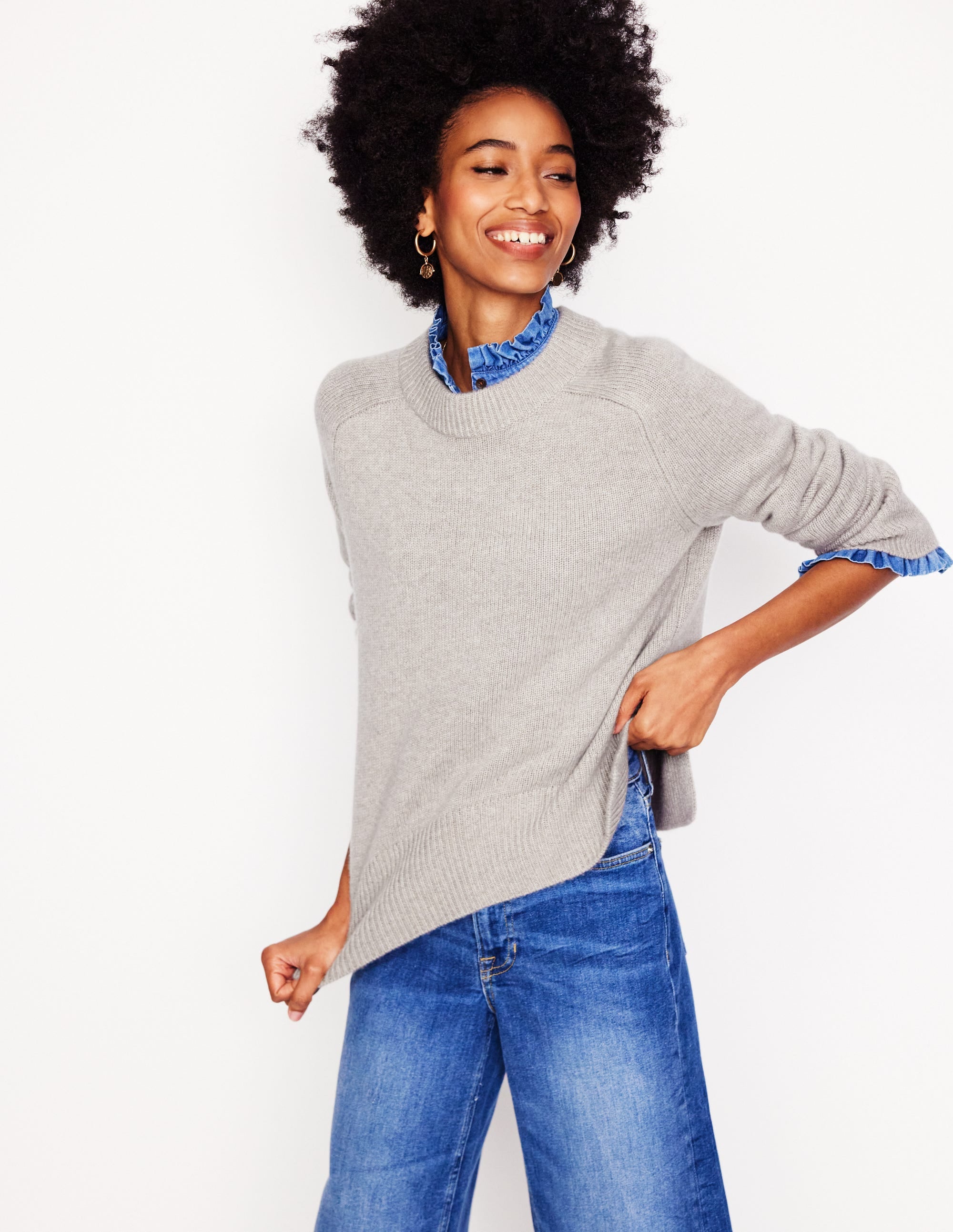  Wide Sleeve Cashmere Jumper-Mink Melange、mySite、ashleygrahame