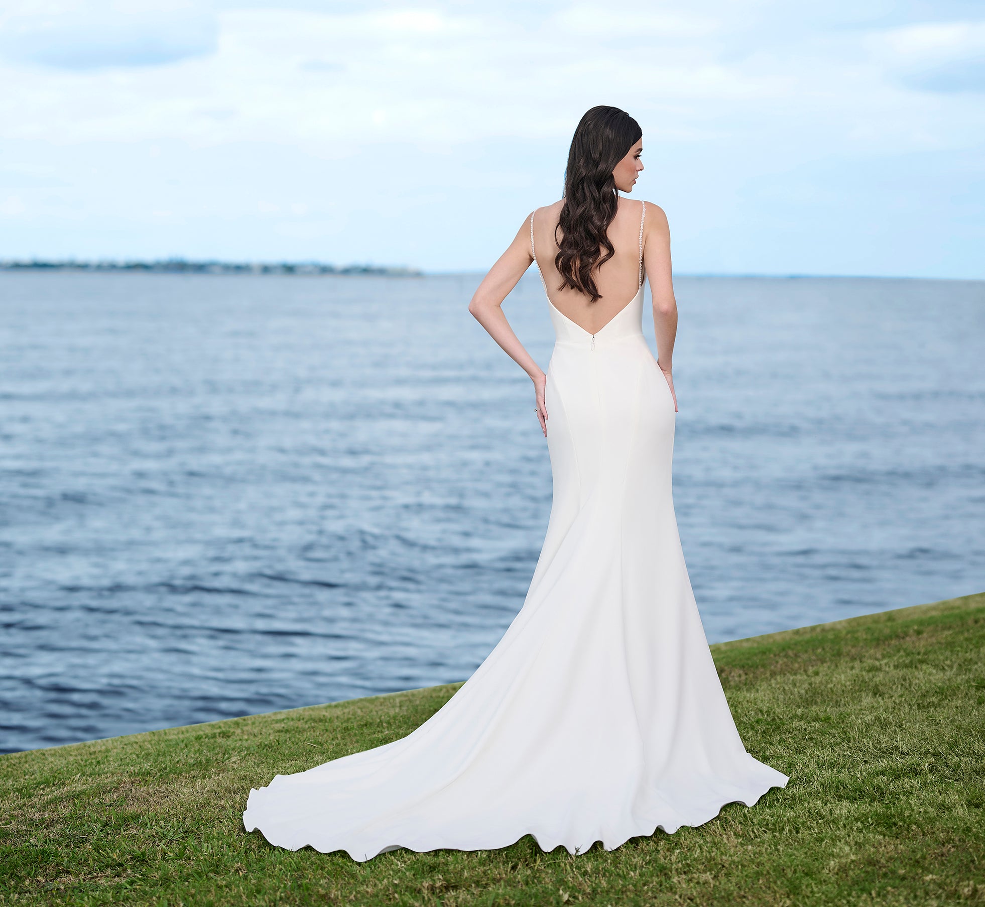 Stretch Crepe Gown With Cowl Drapes In Ivory Nude、mySite、solidvoid