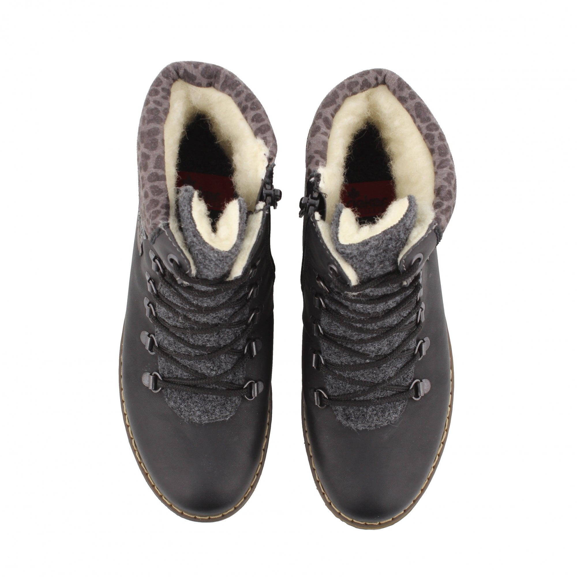  Rieker Women's Sabrina 36 Fur Lined Ankle Boot - Schwarz/Anthrazit/Basalt/Leo、mySite、preschool7hills