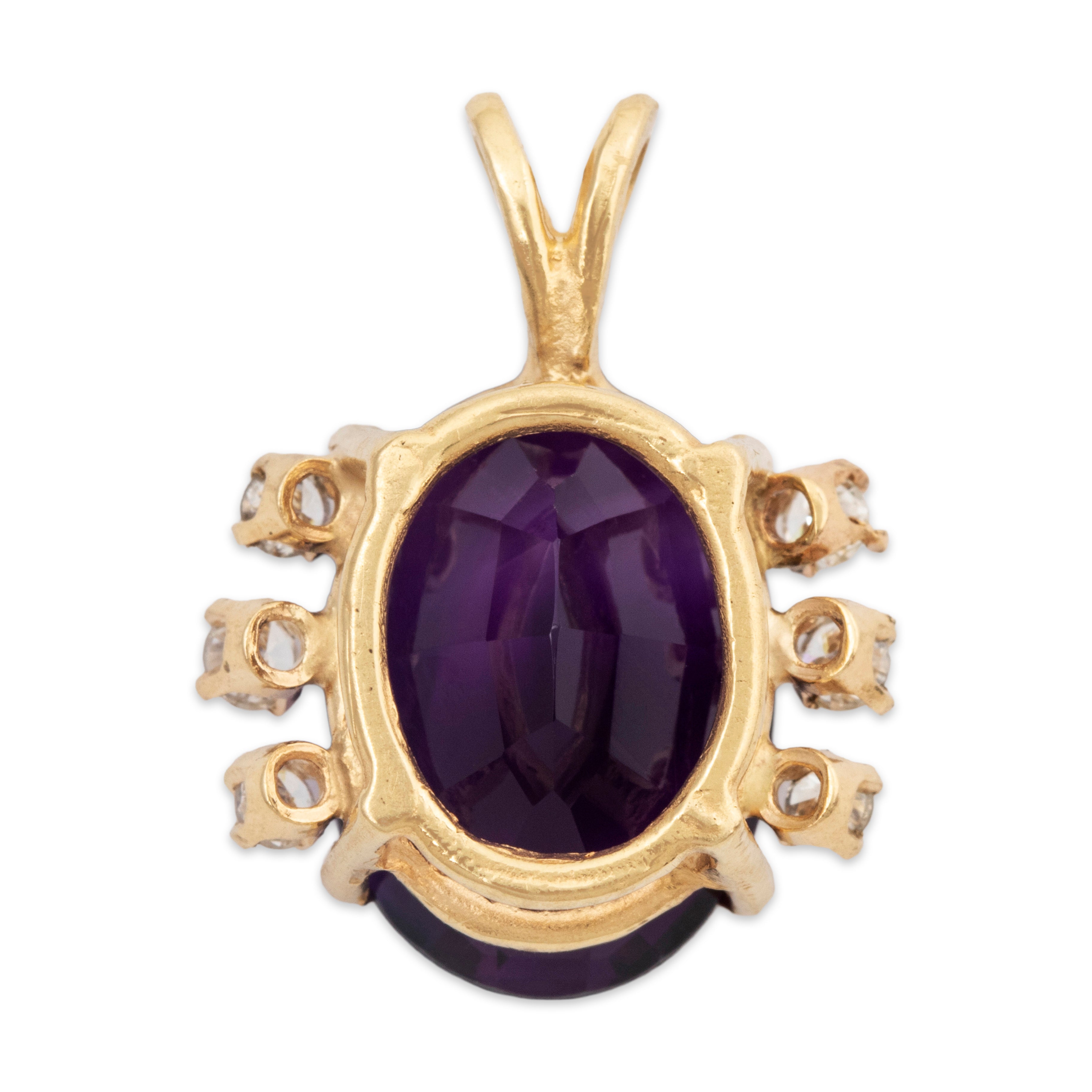 Dramatic Vintage 14k Yellow Gold 5.57ct Amethyst Diamond Pendant、mySite、hinf8tx79