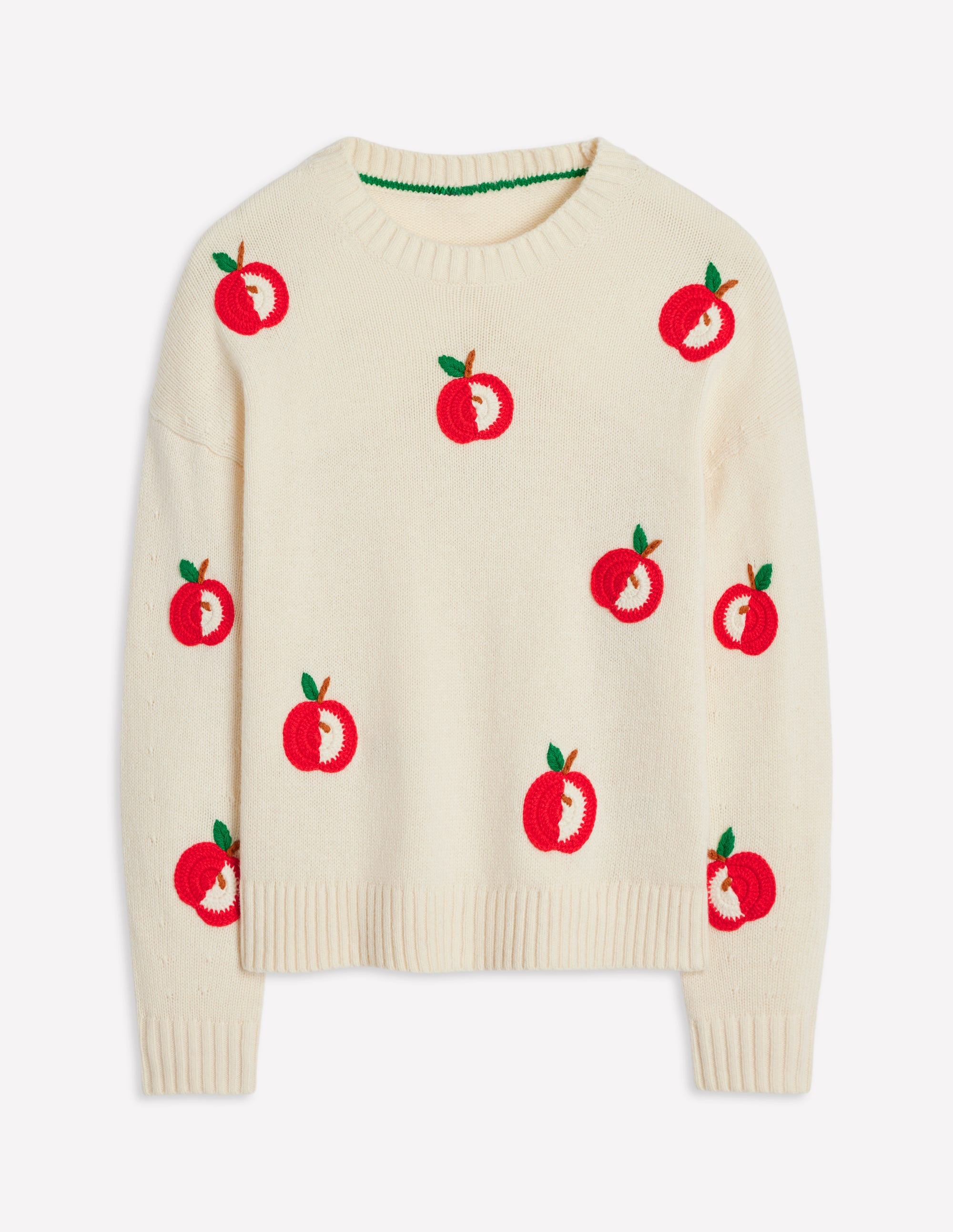  Novelty Embroidered Sweater-Warm Ivory, Apples、mySite、ashleygrahame