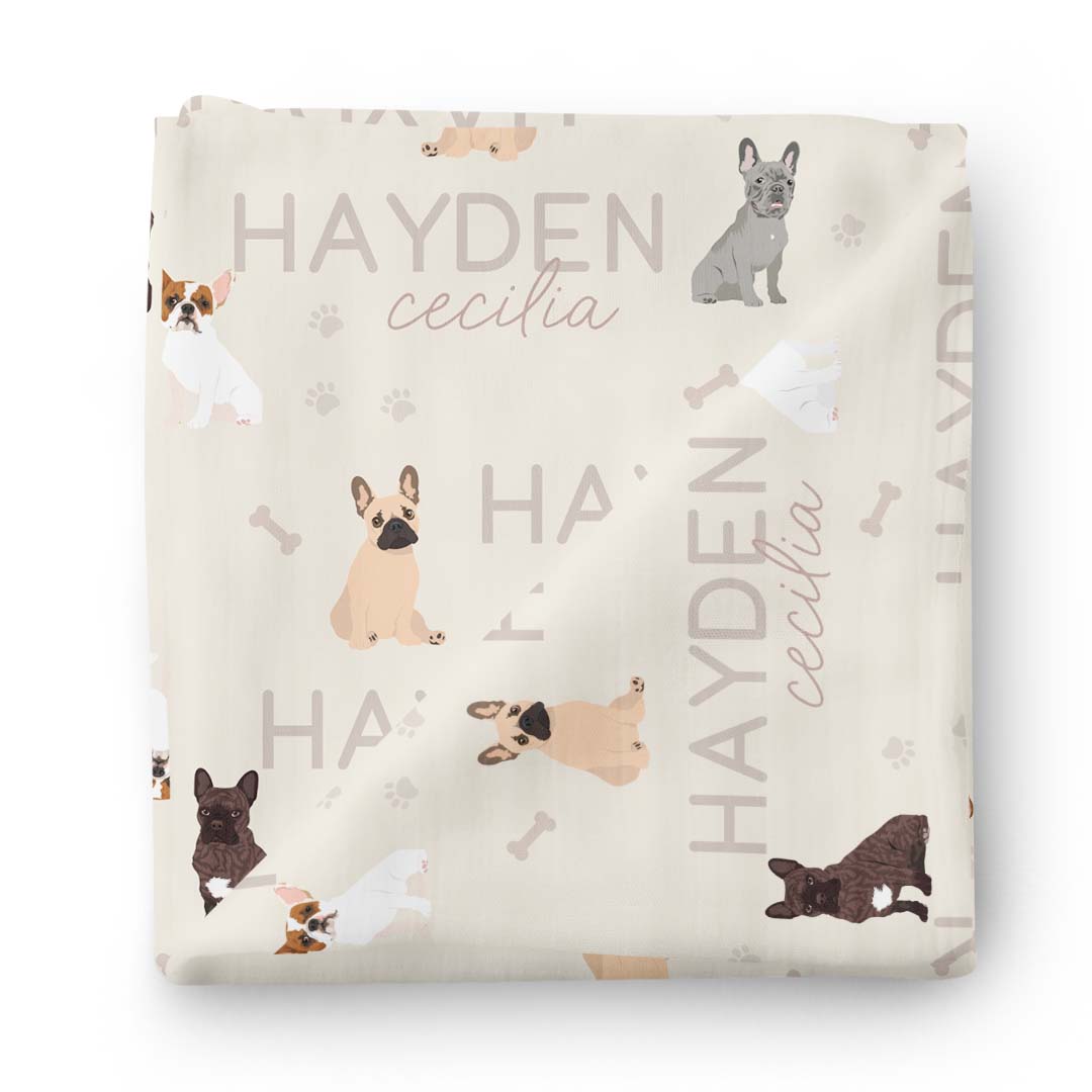  Personalized Baby Name Swaddle Blanket | French Bulldog、mySite、layawaytickets