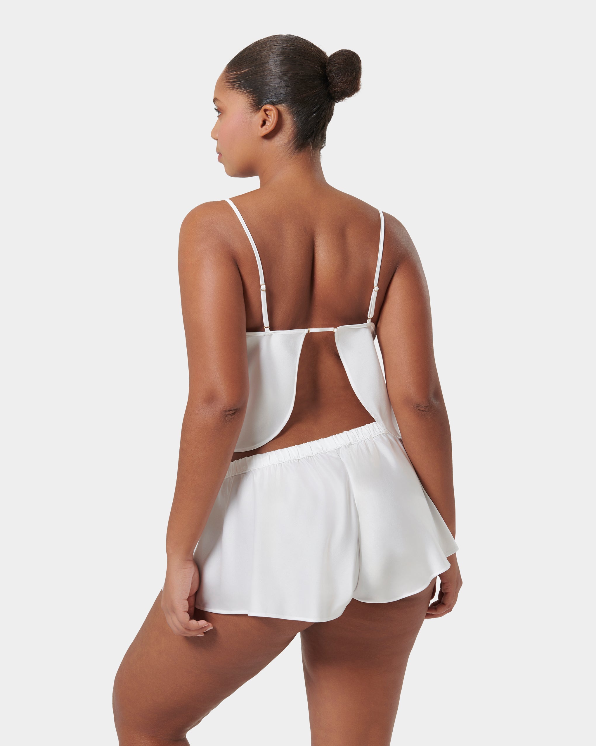 Leonora Luxury Satin Cami and Short Set White/Sheer、mySite、bengalsvssteelers