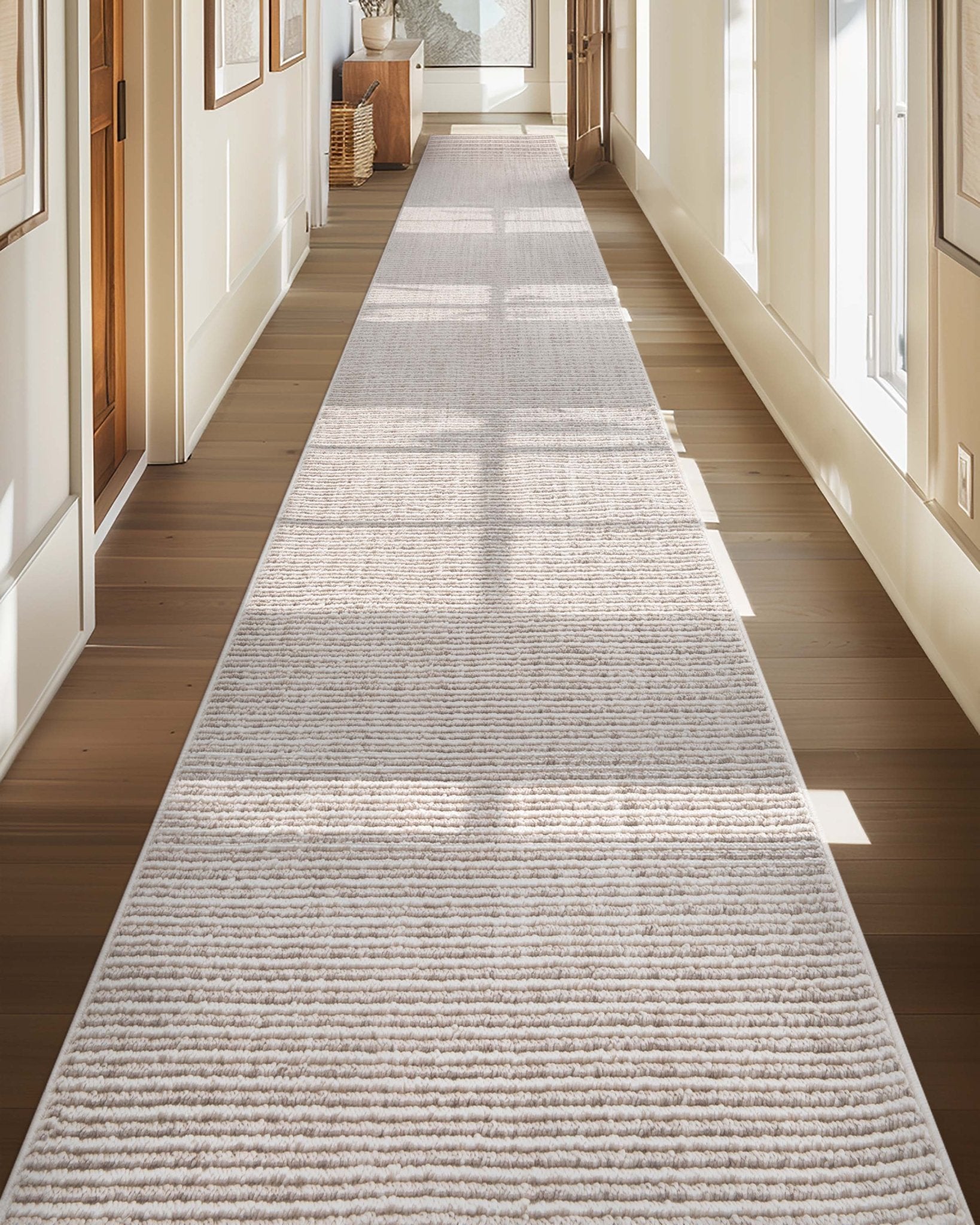 Custom Size Runner Berber Stripes Contemporary Striped Beige Choose Your Width x Choose Your Length Hallway Runner Rug、mySite、gigharbornorthrealestate