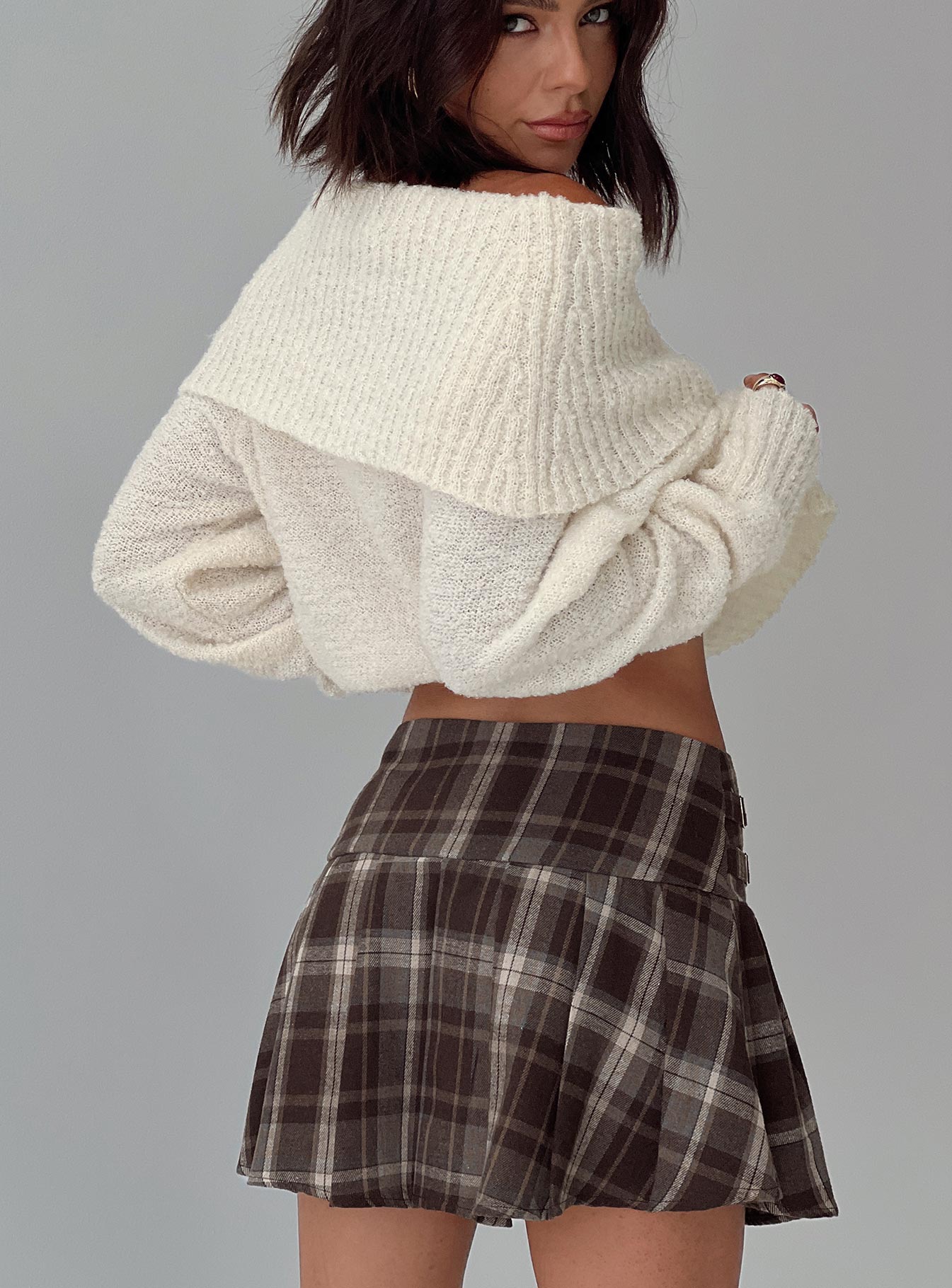 Parkley Boucle Off The Shoulder Sweater Cream、mySite、solidvoid