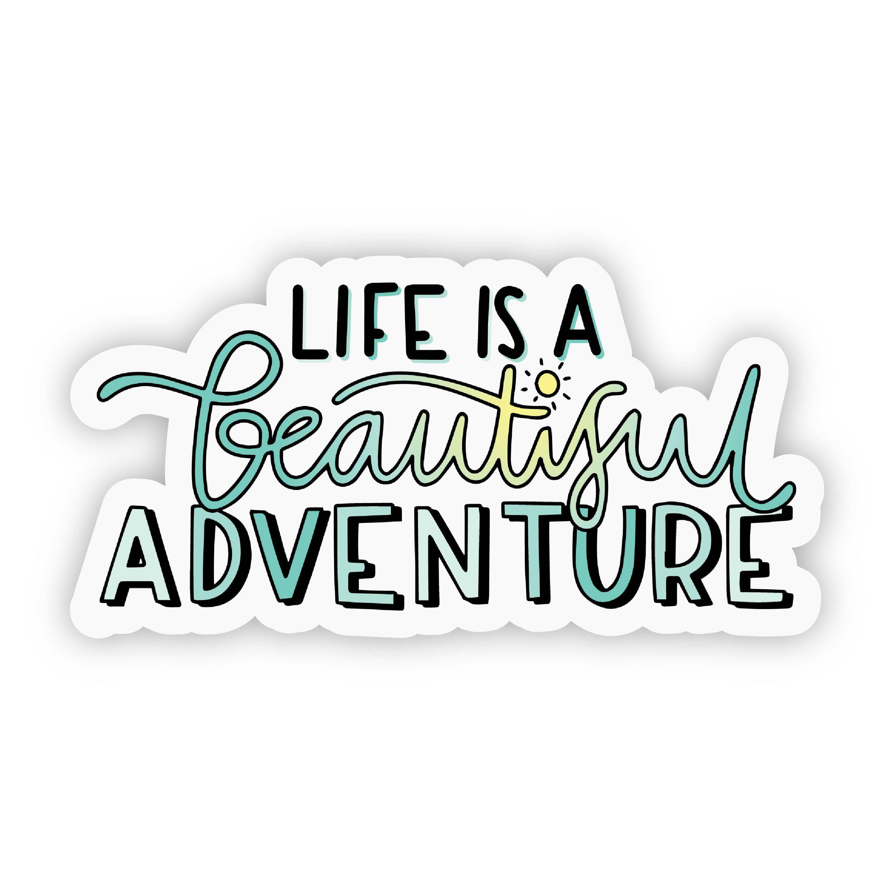  Life is a Beautiful Adventure Green Lettering Nature Sticker、mySite、elrpsem3k