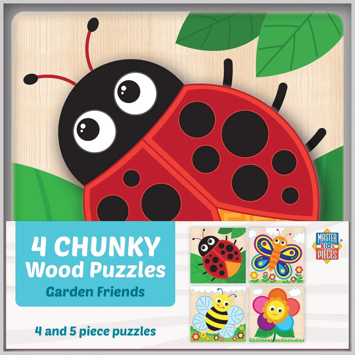 Chunky Wood Puzzles - Kids 4 Pack-Farm, Dinosaur & Garden Bugs、mySite、g9winljtr