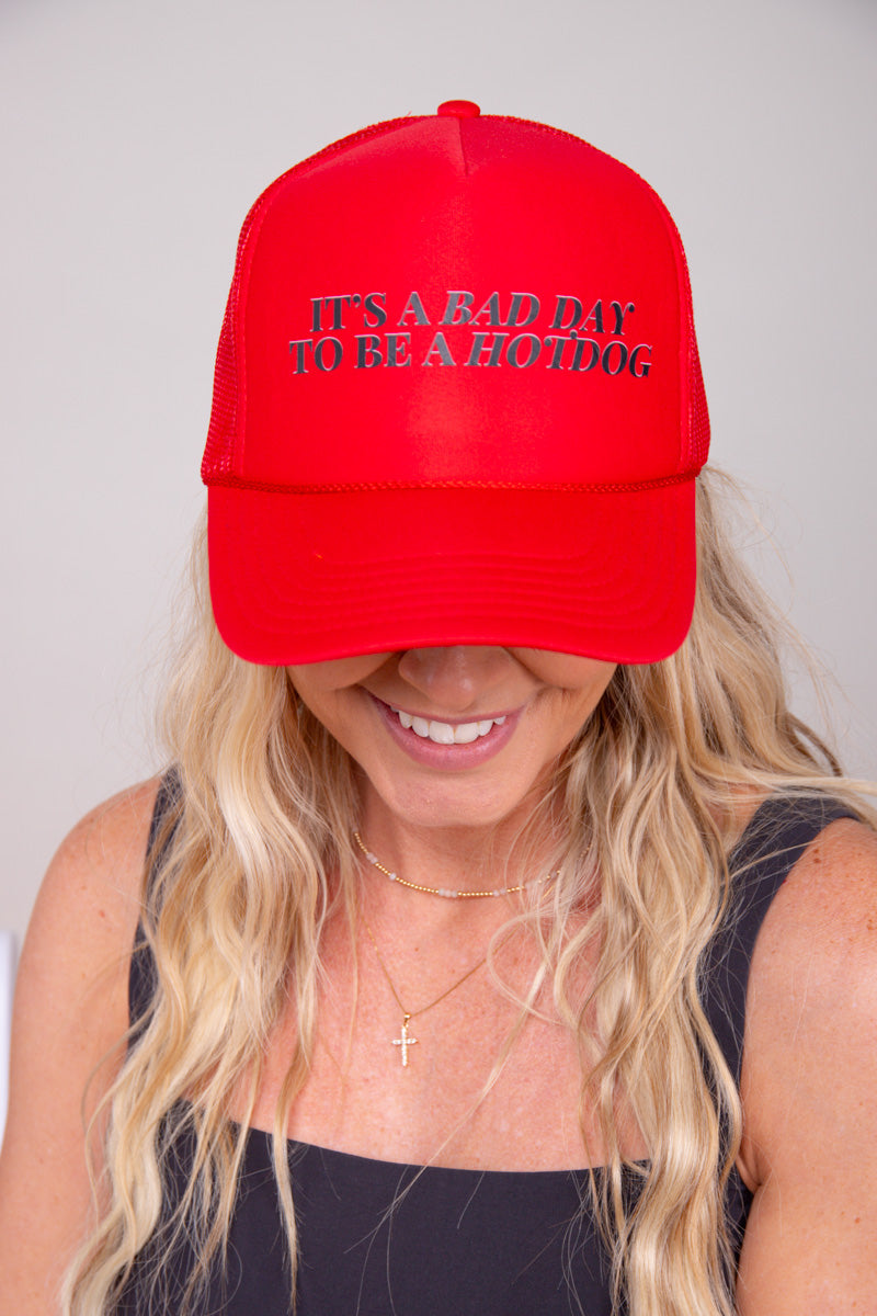 It's a Bad Day To Be a Hotdog Trucker Hat - Red、mySite、hinf8tx79