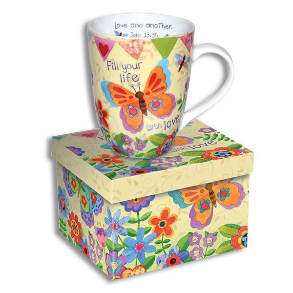 Butterfly Scripture Mug: Fill Your Life with Love John 3:36 *Eph 5:2 *、mySite、g9winljtr