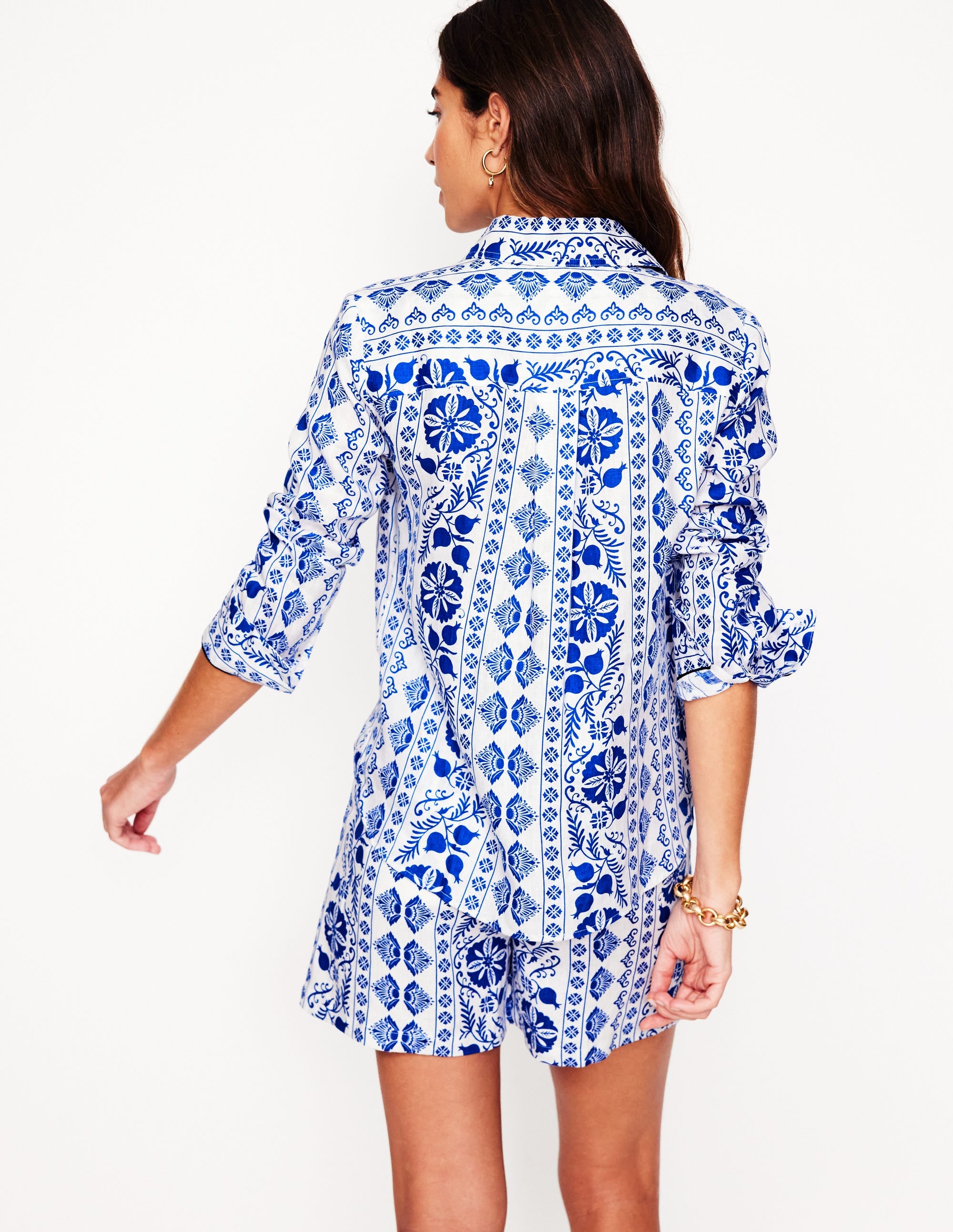  Sienna Linen Shirt-Ivory, Ornate Border、mySite、ashleygrahame