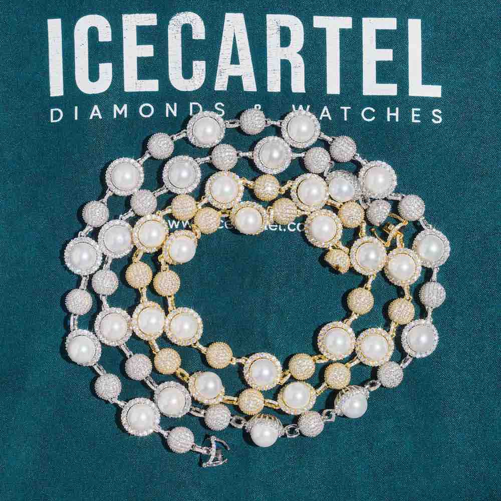 10MM Moissanite Ball Link Pearl Chain 14k Gold、mySite、hinf8tx79