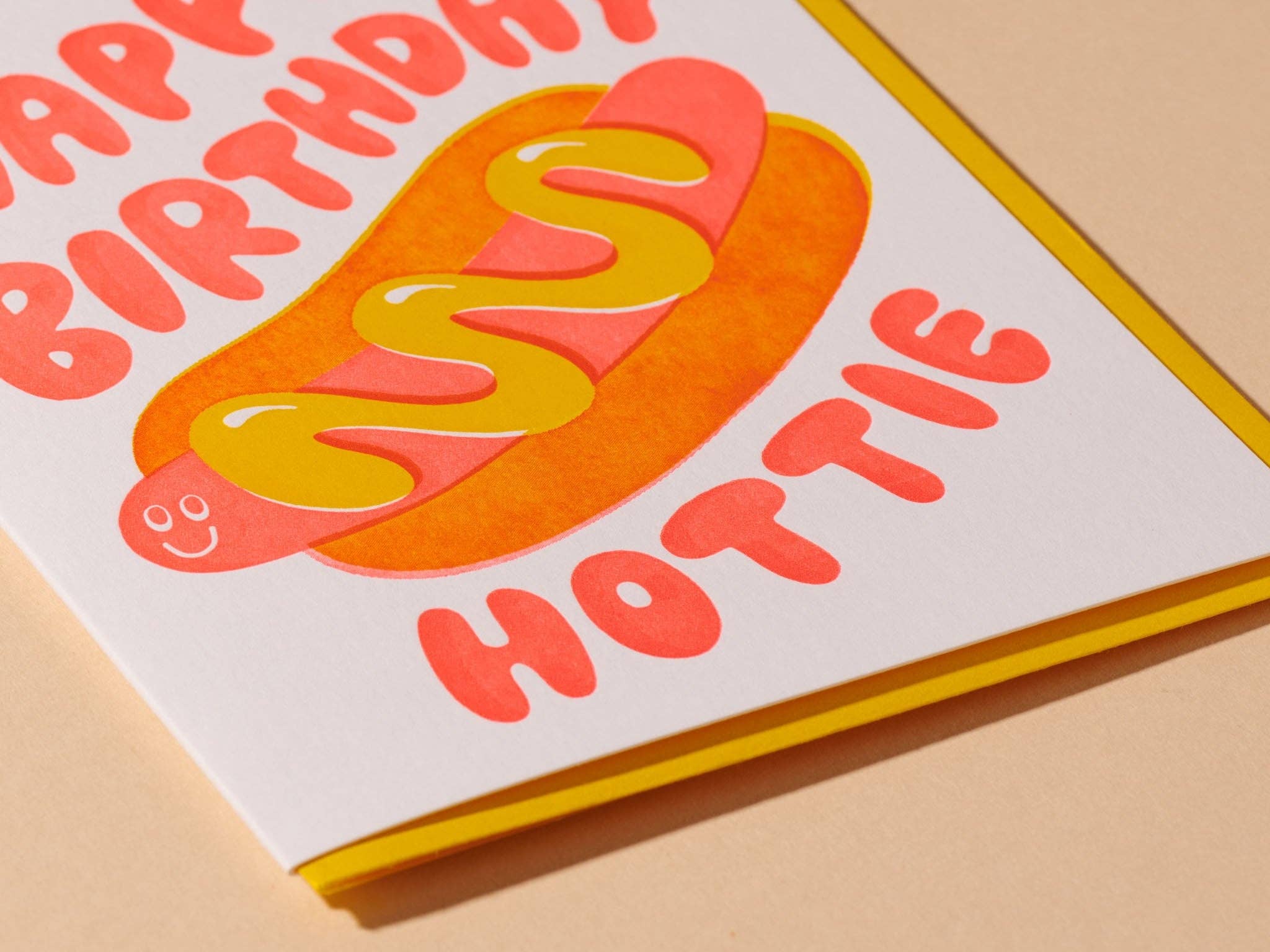 And Here We Are - Happy Birthday Hottie Letterpress Card - Hot Dog- Made in USA、mySite、garagedoors4me