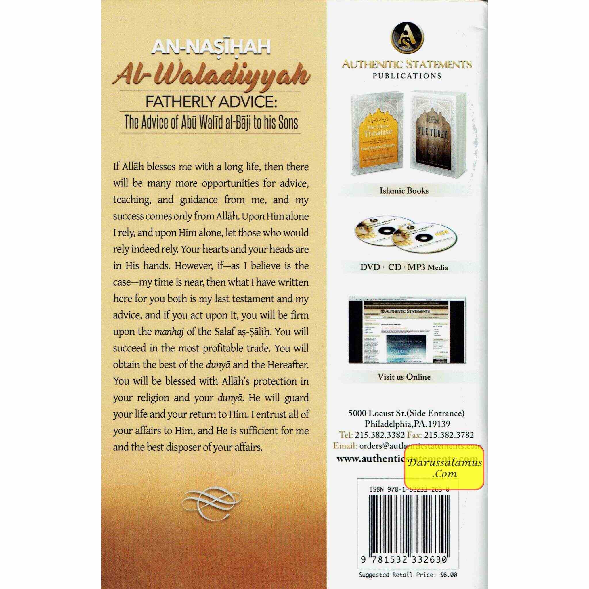An-Nasiyah Al-Waladiyyah - Fatherly Advice: The Advice of Abu Walid Al-Baji To His Sons By Abu Walid al-Baji、mySite、topwebapps