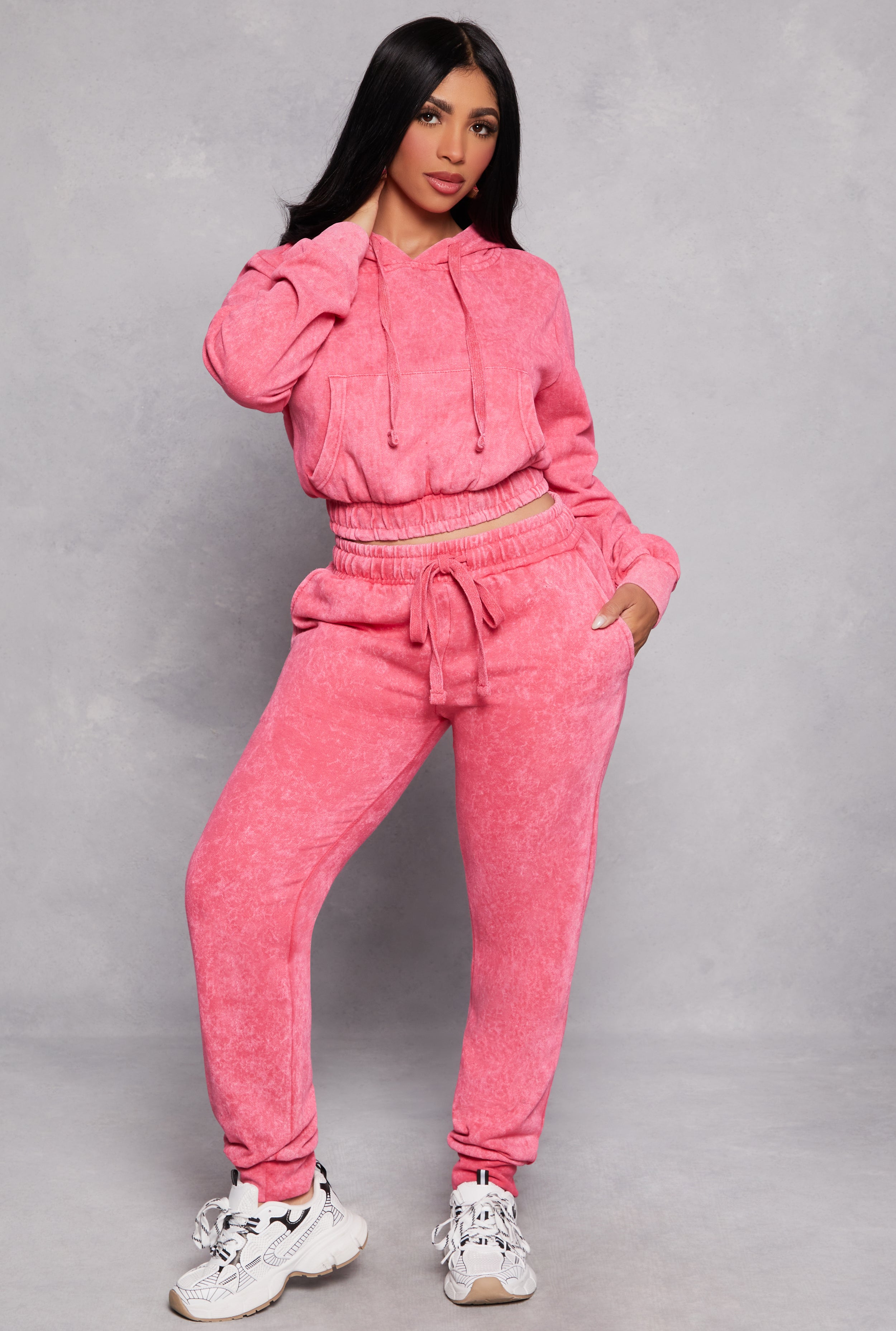 Fleece Acid Wash Drawstring Joggers、mySite、camillekostekn