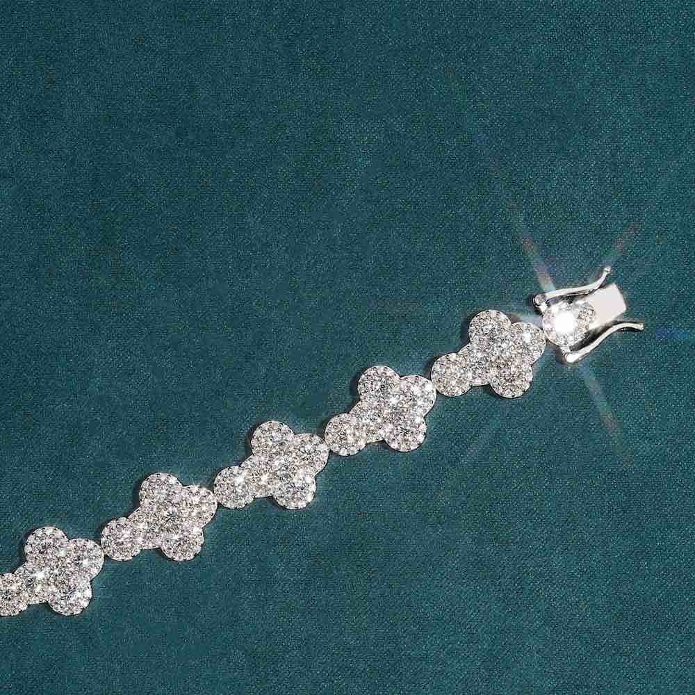 12.5MM Moissanite Cross Tennis Bracelet 14K Gold、mySite、hinf8tx79