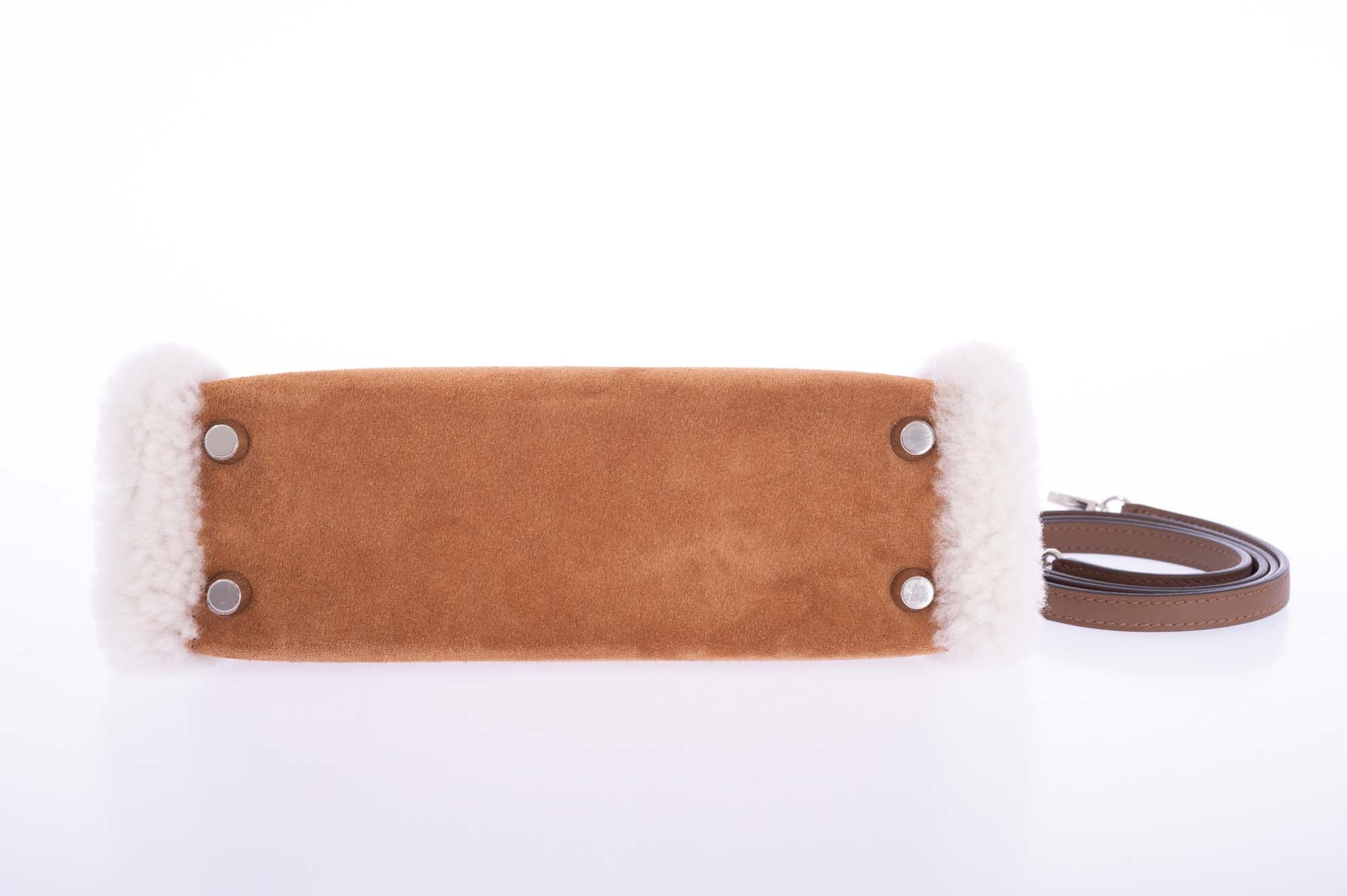 Hermès Teddy Mini Kelly 20 Chamois Grizzly, Alezan Swift and Ecru Mouton Shearling Palladium、mySite、garminoutage.com