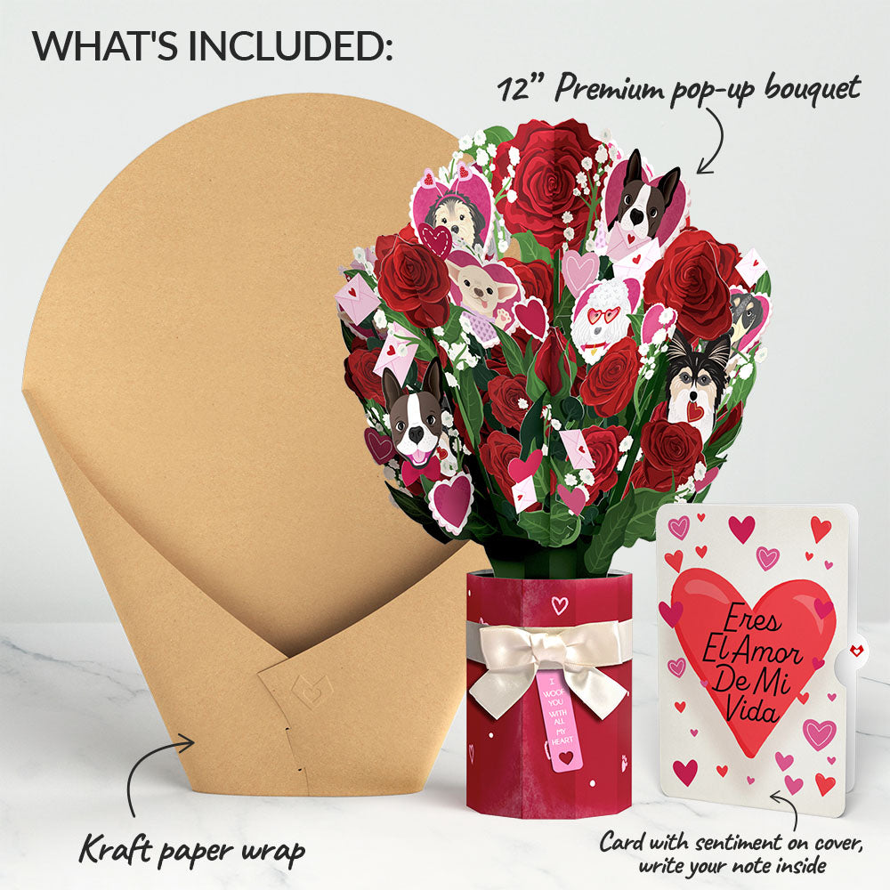 I Woof You Dog Eres El Amor De Mi Vida Valentine Bouquet and Sentiment Set、mySite、solidvoid