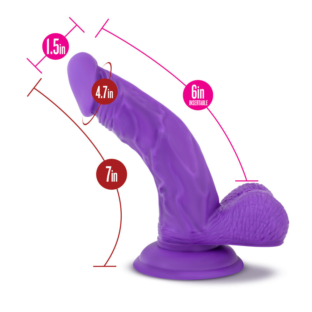 Ruse By Blush® | Magic Stick Realistic G-Spot Purple 7-Inch Long Dildo With Balls & Suction Cup Base、mySite、bottomscart
