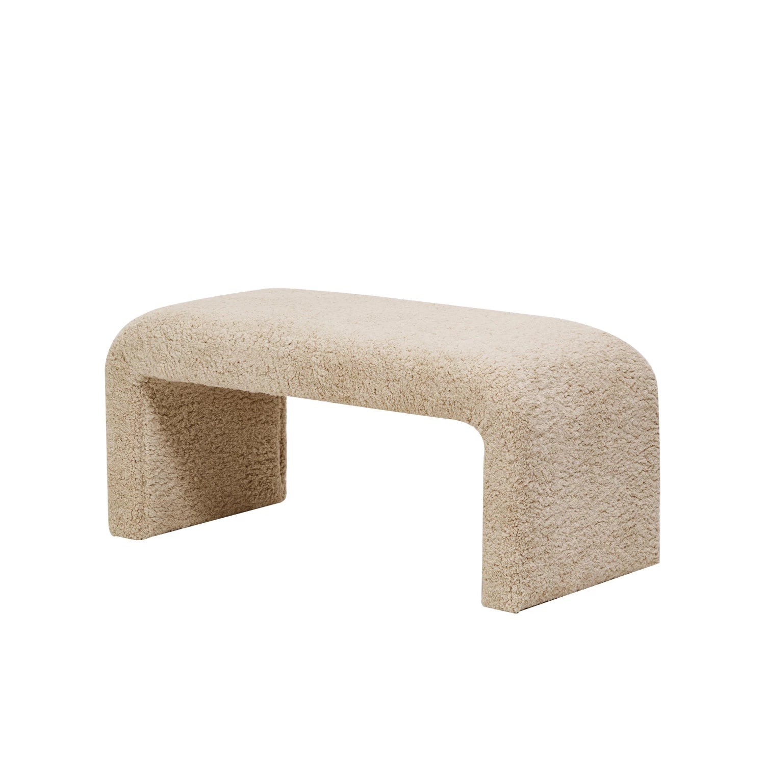  Bouclé Fabric Upholstered Waterfall Bench、mySite、elrpsem3k
