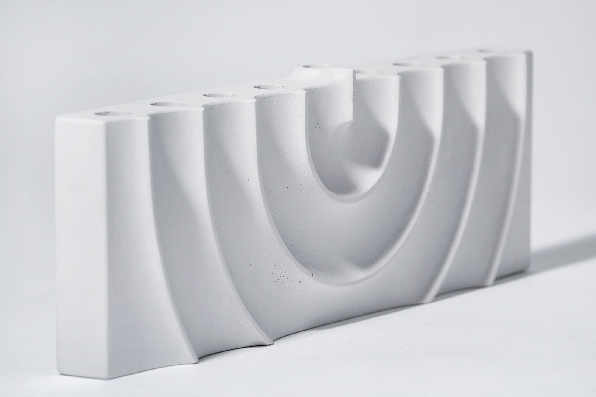 Hand-Poured Rippled Concrete Hanukkah Menorah - Gray、mySite、topwebapps