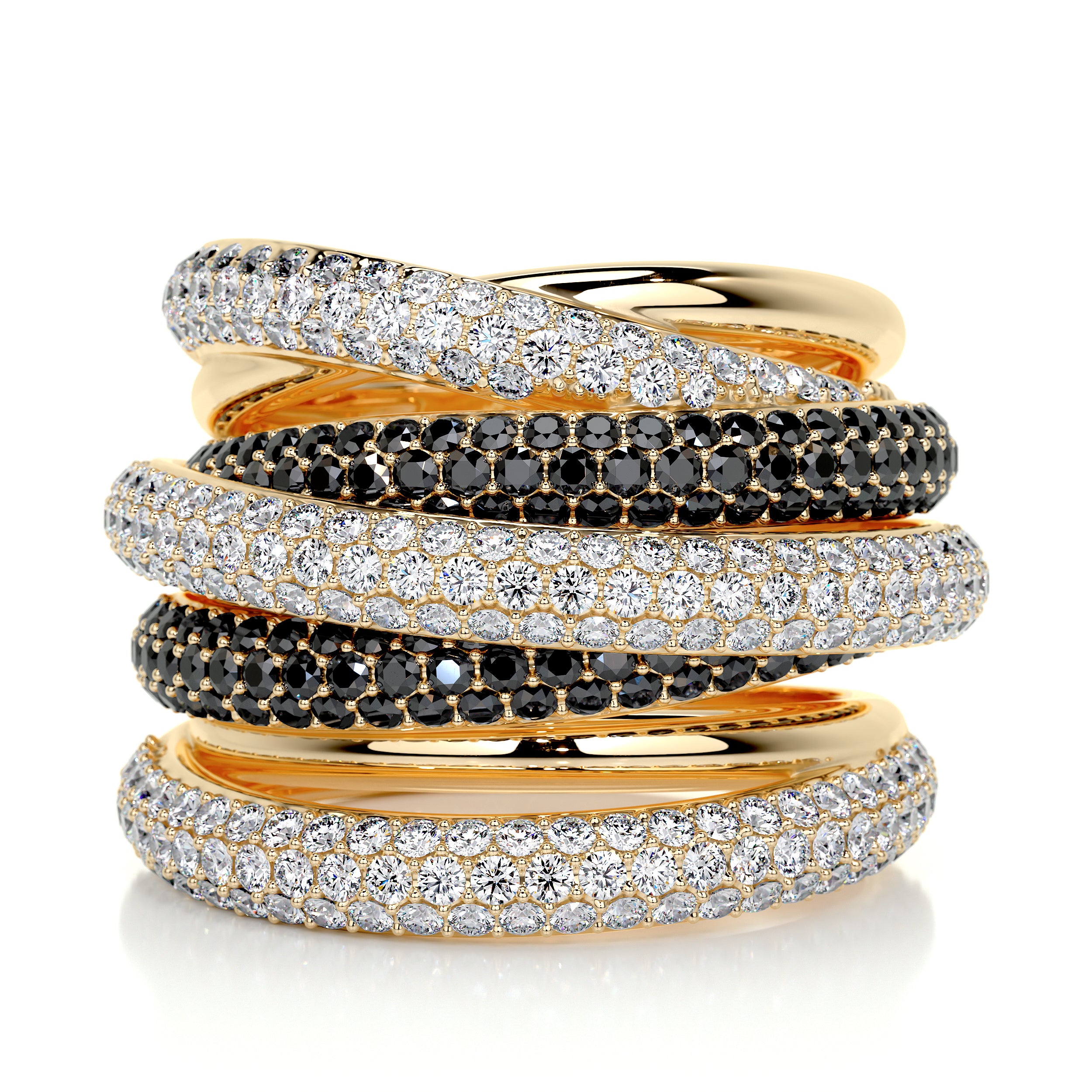 Aurora Black & White Diamond Wedding Ring (3 Carat) -18K Yellow Gold、mySite、hinf8tx79