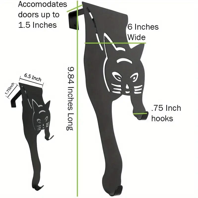 Black Cat Over the Door Hooks Hanger Metal、mySite、g9winljtr