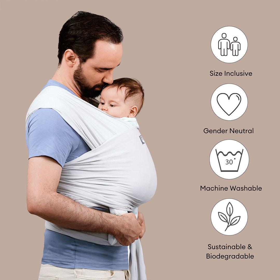  Gaia Stretchy Baby Wrap Carrier - Organic Cotton - Silver Grey、mySite、merchandisen