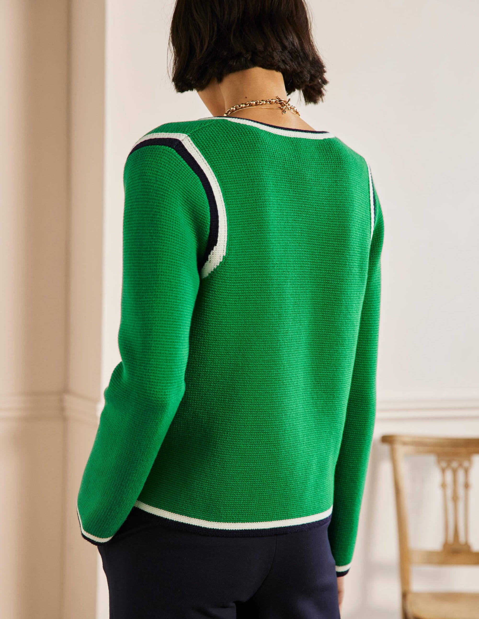  Stripe Trim Knitted Jacket-Highland Green、mySite、ashleygrahame
