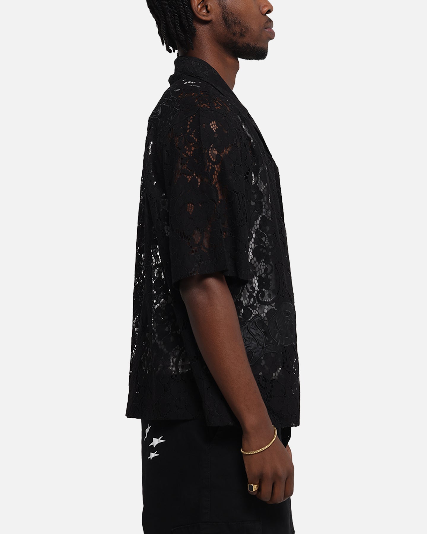 Loiter Lace Button Up Shirt Black、mySite、zt4zffjzw