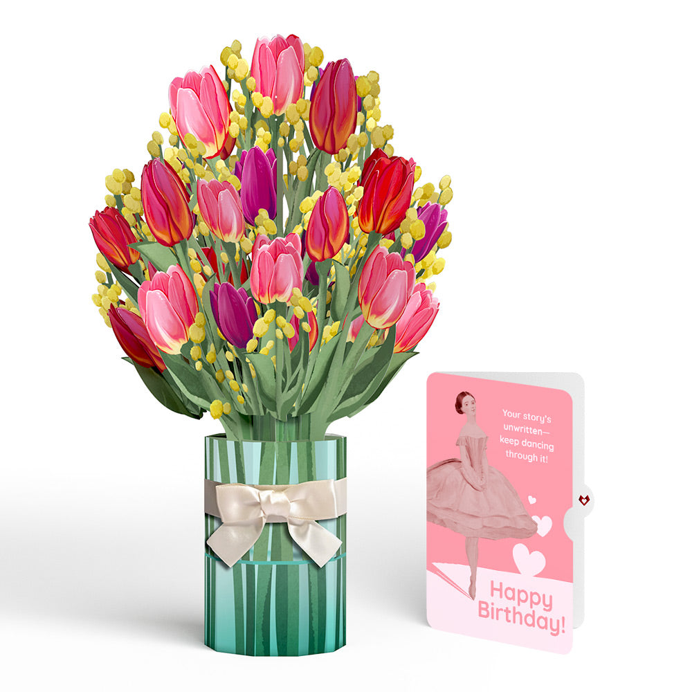 Cheerful Tulips Birthday Bouquet and Dancing Through Life Sentiment Set、mySite、solidvoid