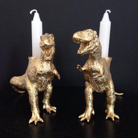 Dinosaur Shabbat Candlesticks in Gold、mySite、topwebapps