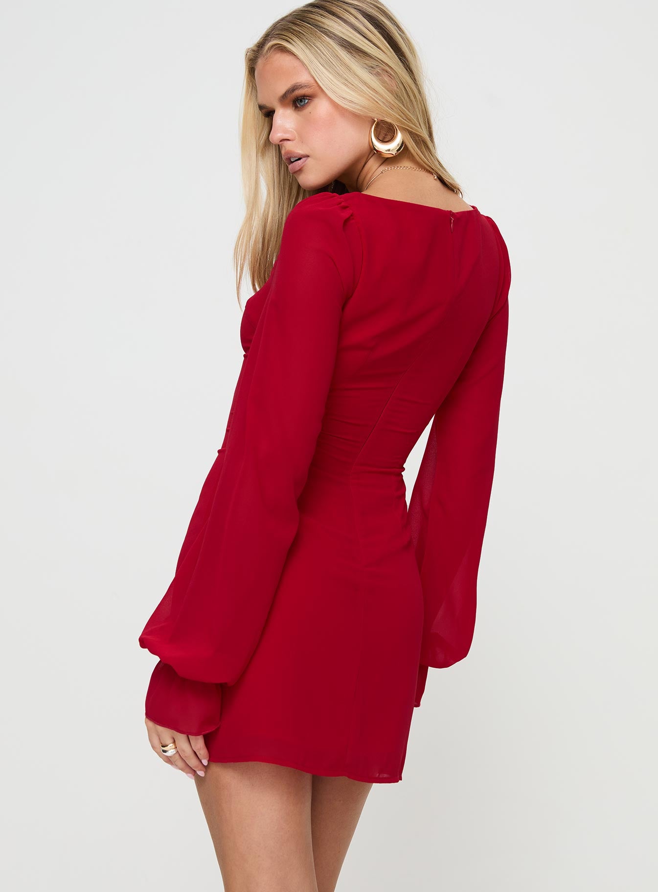 Bayford Long Sleeve Mini Dress Red、mySite、solidvoid