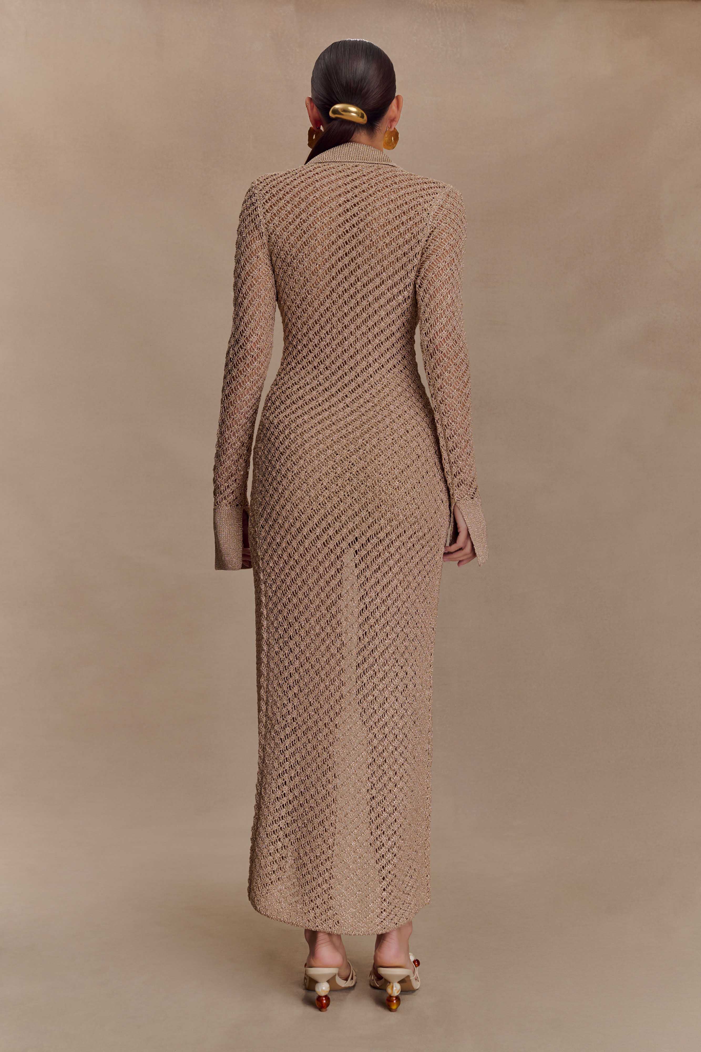 Waverley Metallic Knit Swim Cover Up - Gold、mySite、solidvoid