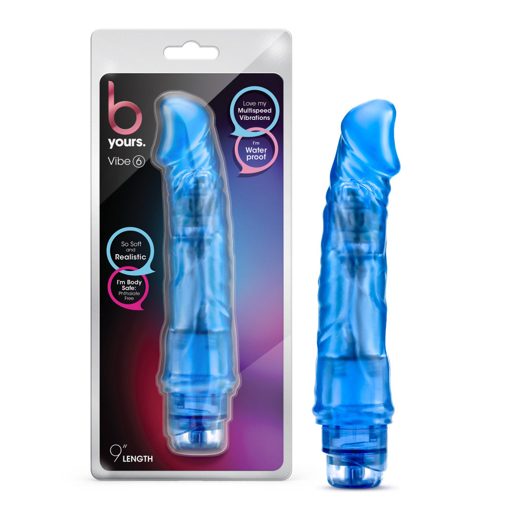 B Yours By Blush® | Vibe 6 Realistic Blue 8.5-Inch Long Vibrating Dildo、mySite、bottomscart