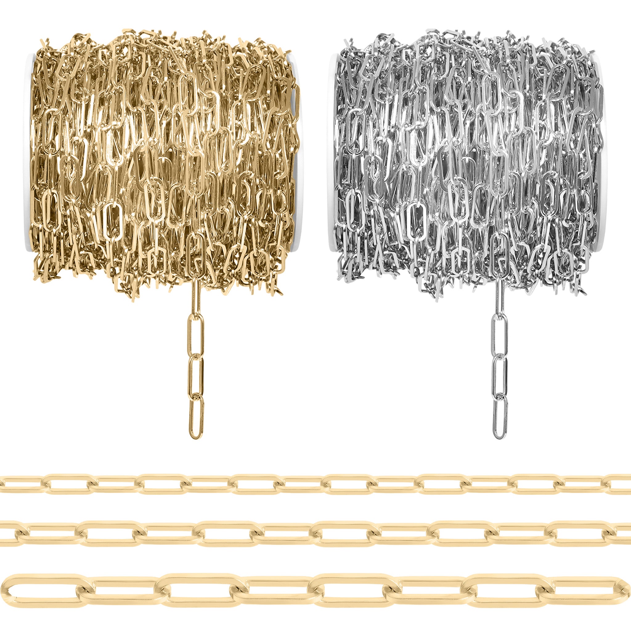 18K Gold PVD Stainless Steel Paperclip Chain - By The Foot / SPL1014、mySite、dreamappss