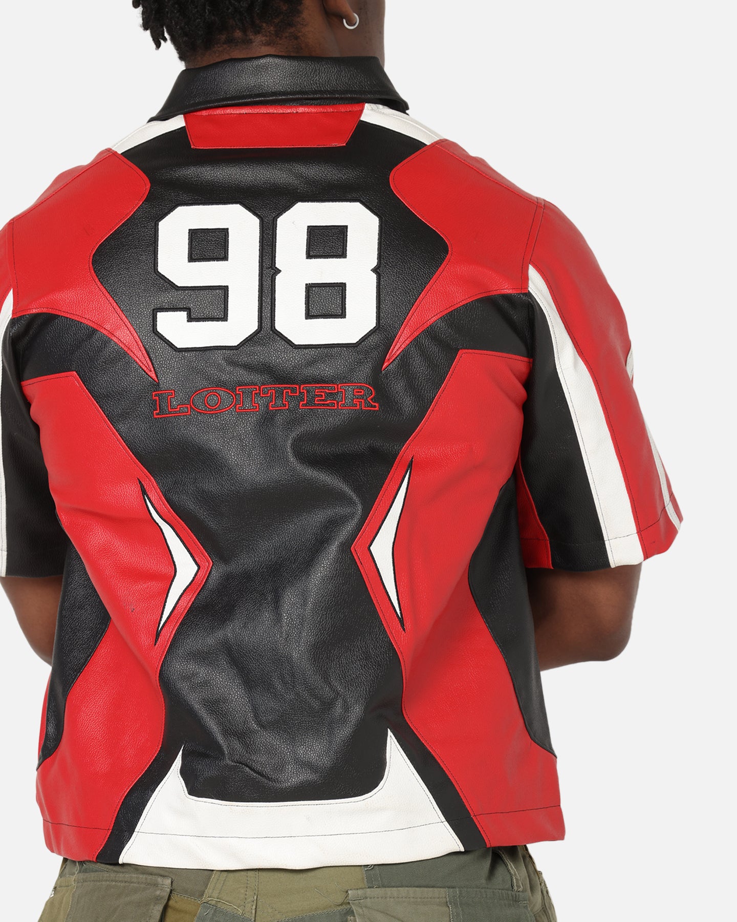 Loiter Racer Vegan Leather Shirt Red/Black、mySite、zt4zffjzw