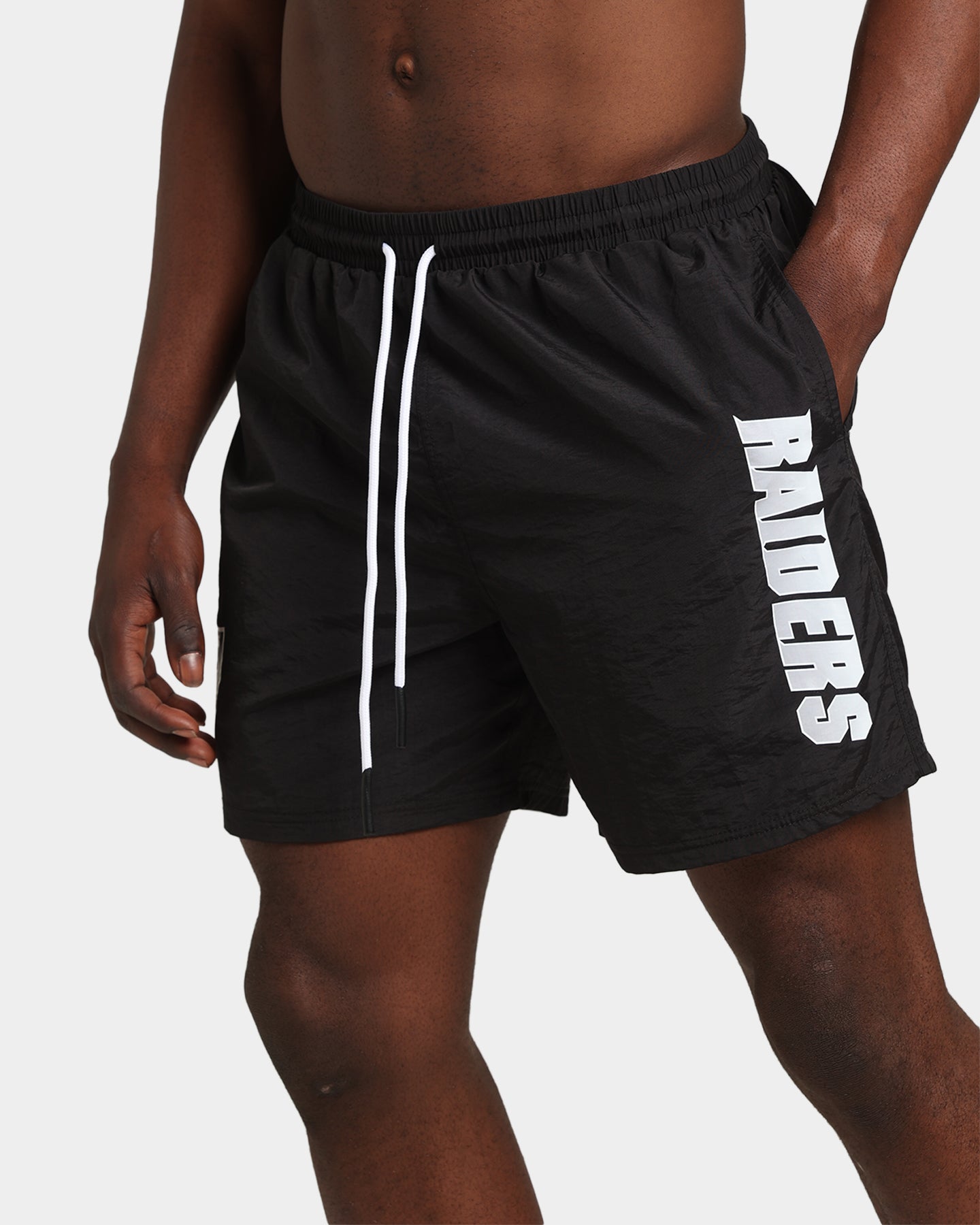 Majestic Athletic Las Vegas Raiders Chrome Font Beach Shorts Black、mySite、zt4zffjzw