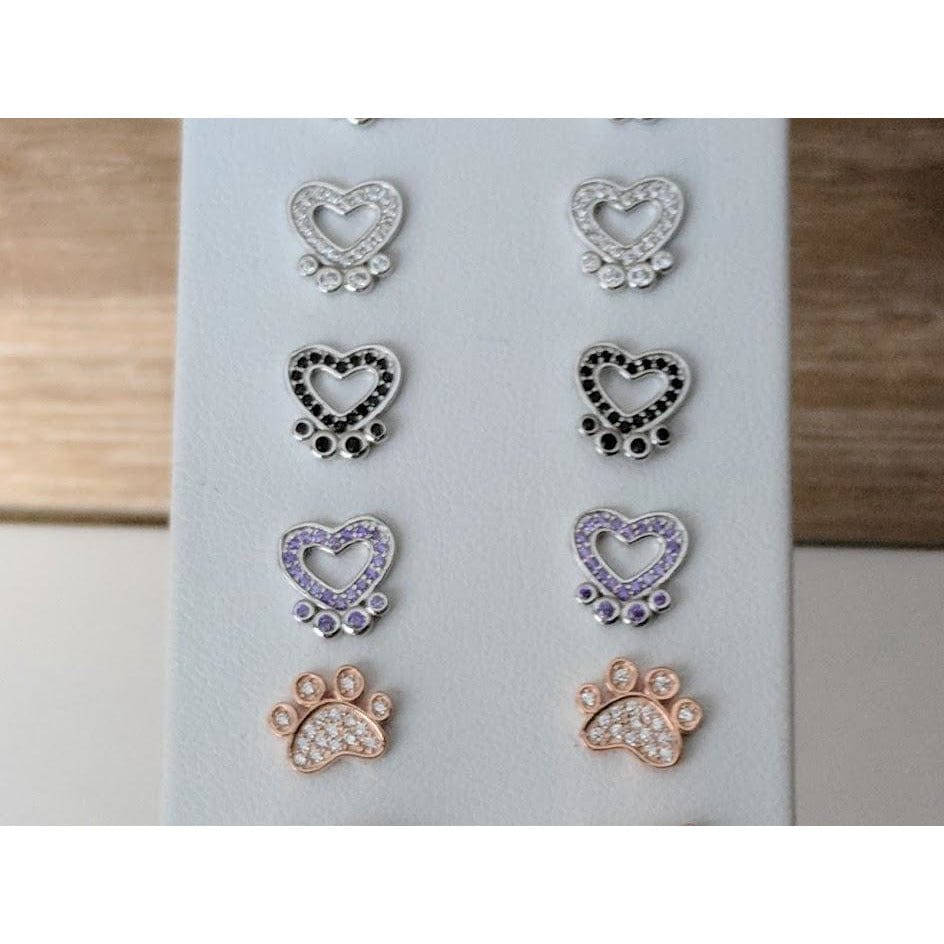 Pet Paw Earrings with Sparkling Cubic Zirconia in Solid Sterling Silver, Beautiful!、mySite、g9winljtr